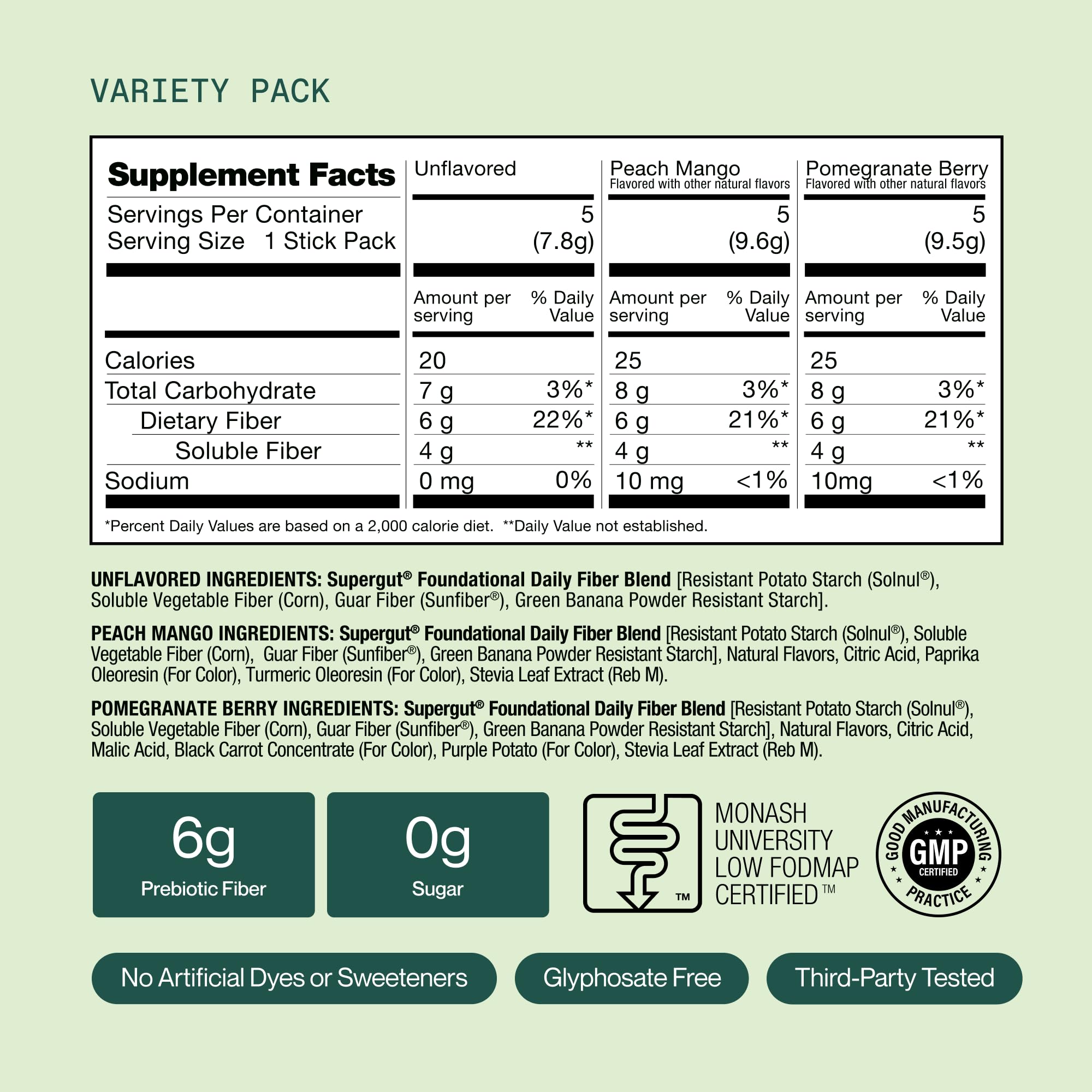 Supergut Foundational Daily Fiber stick pack on a kitchen counter