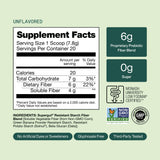 Supergut Prebiotic Fiber Supplement nutritional facts close-up