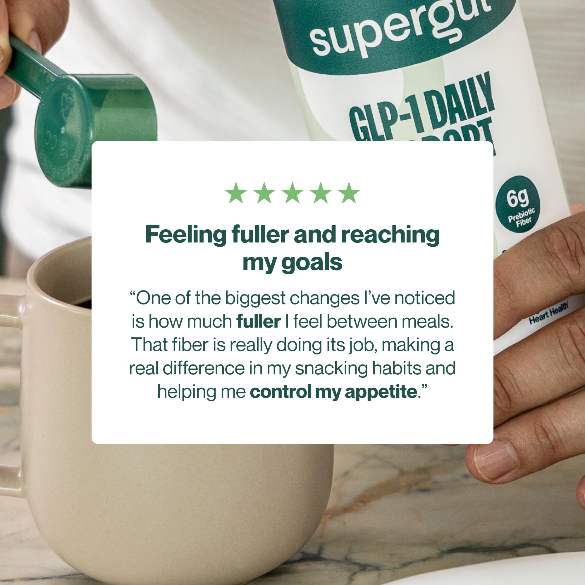 Supergut Prebiotic Fiber Supplement on a kitchen counter