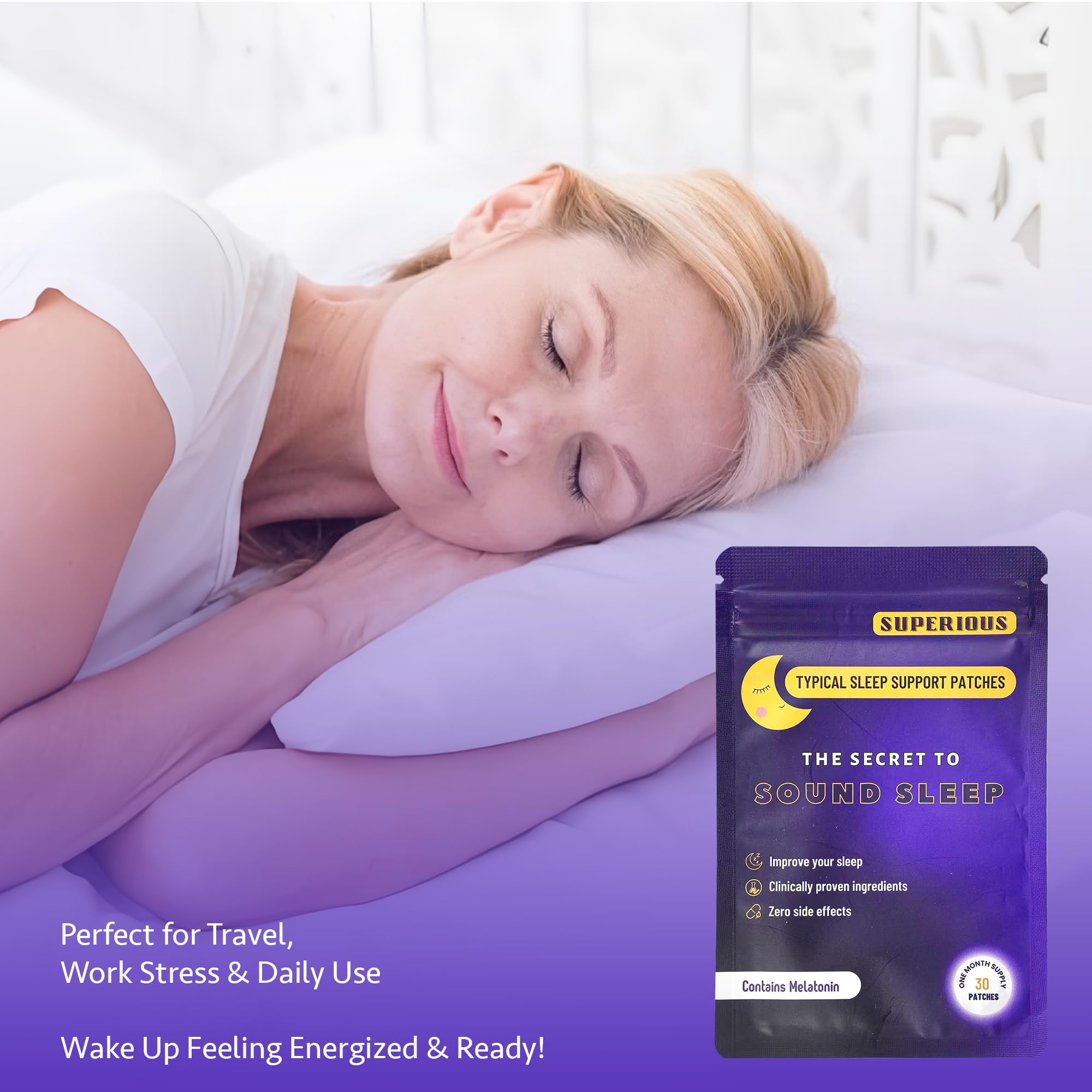 Superious Sleep Patches on a bedside table