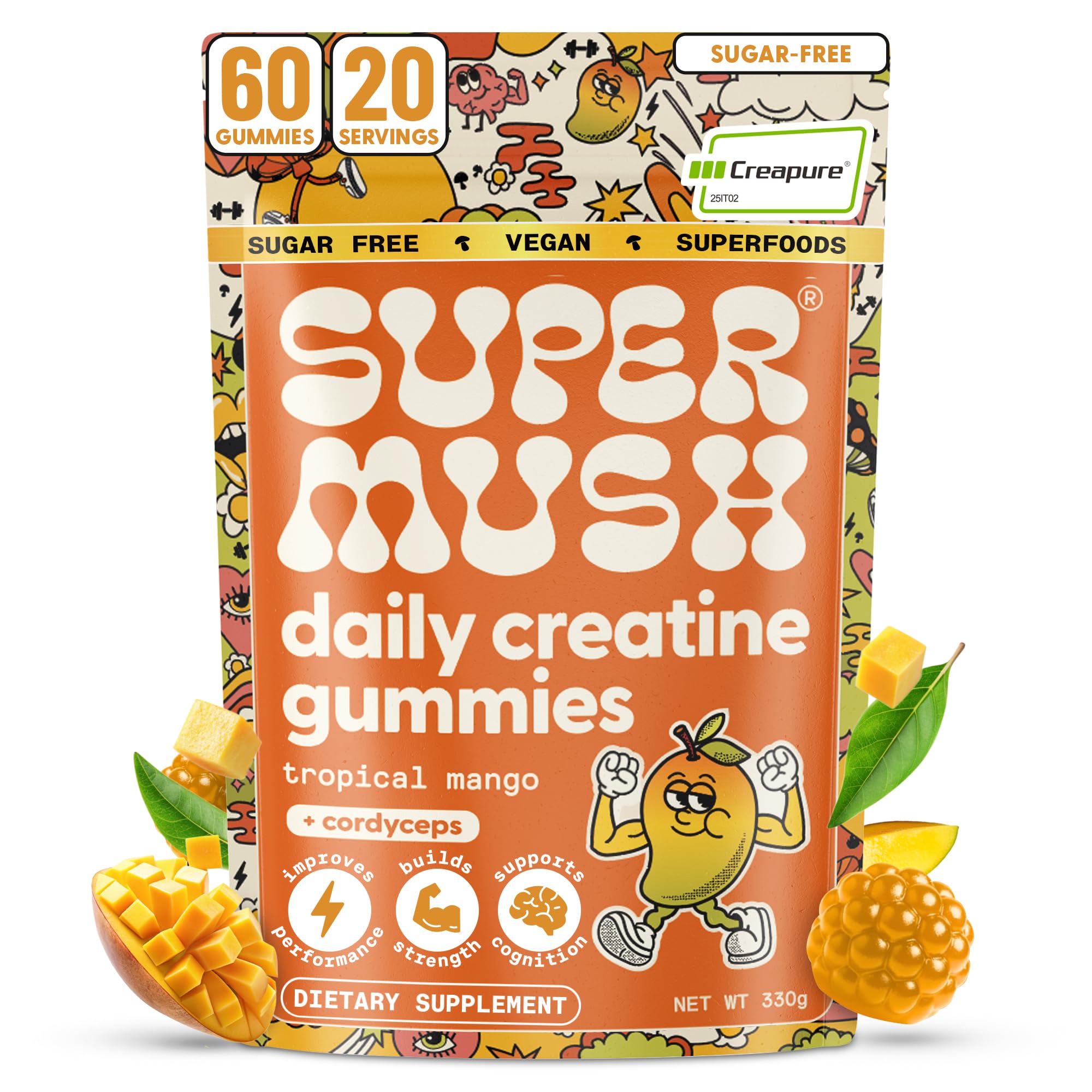 SuperMush Daily Creatine Gummies front view packaging