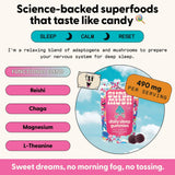 SuperMush Daily Sleeping Gummies back view with ingredient list