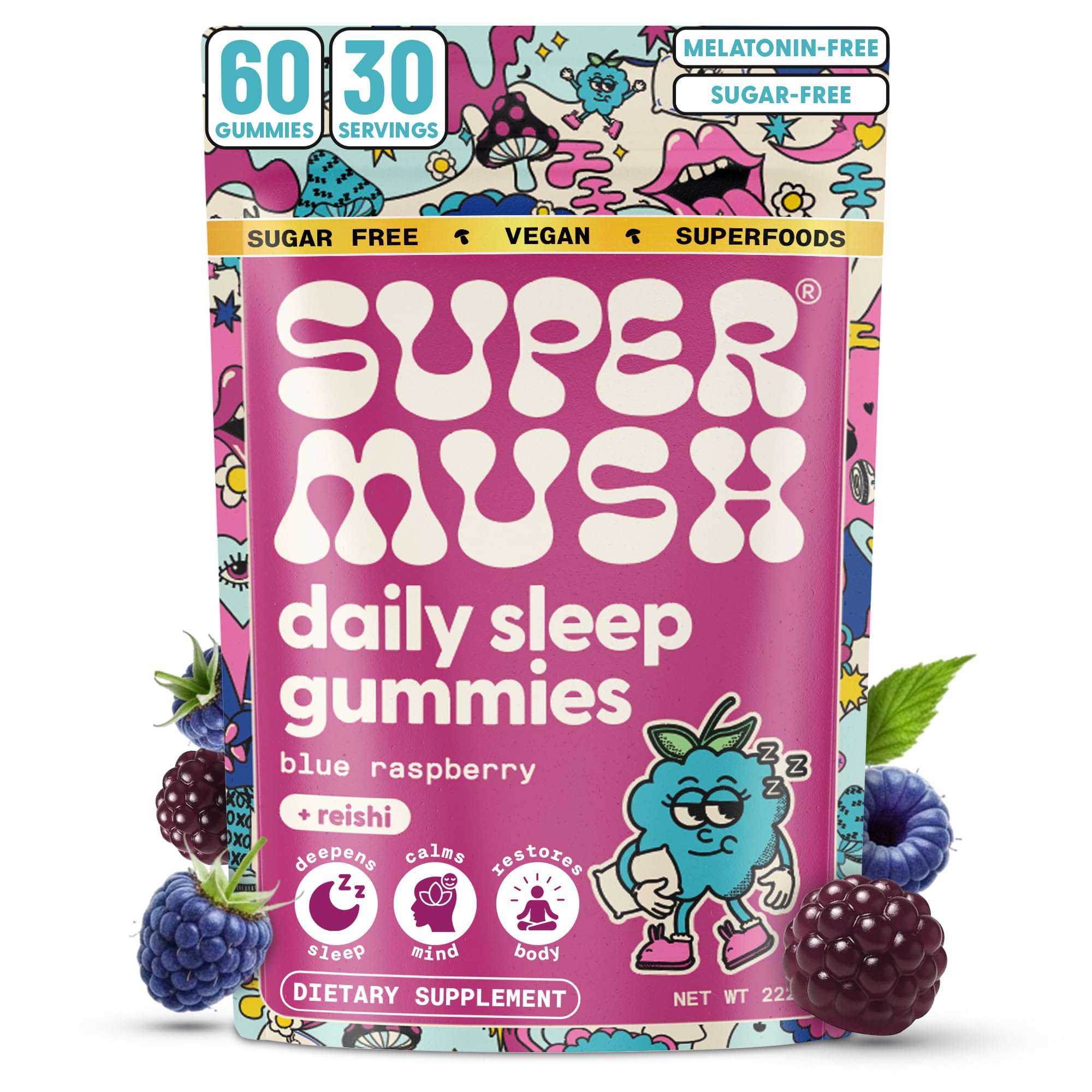 SuperMush Daily Sleeping Gummies front view packaging