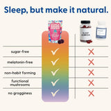 SuperMush Daily Sleeping Gummies with a glass of water