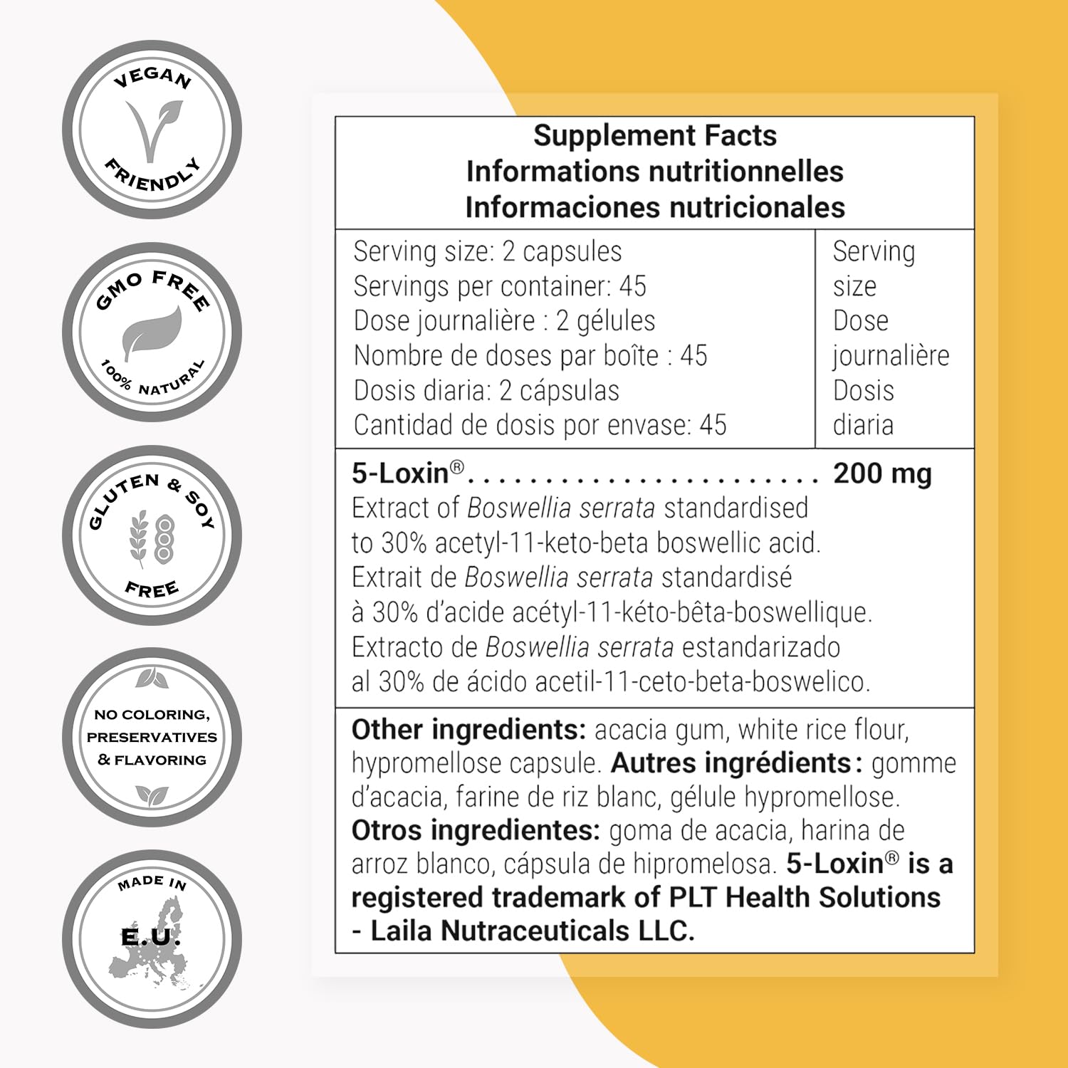 Supersmart 5-Loxin Boswellia Extract Capsules packaging
