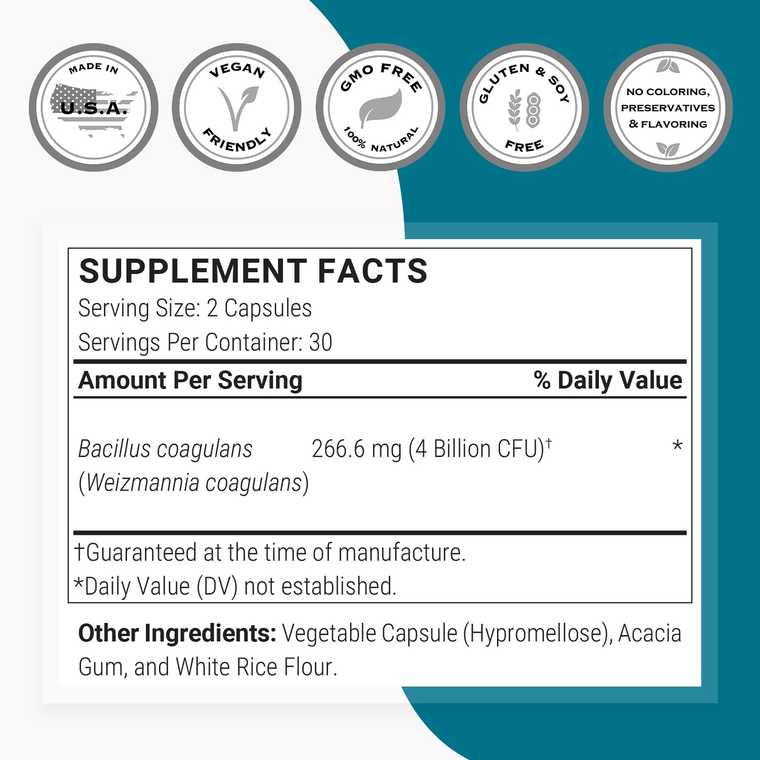 Supersmart Bacillus Coagulans Probiotic Capsules packaging
