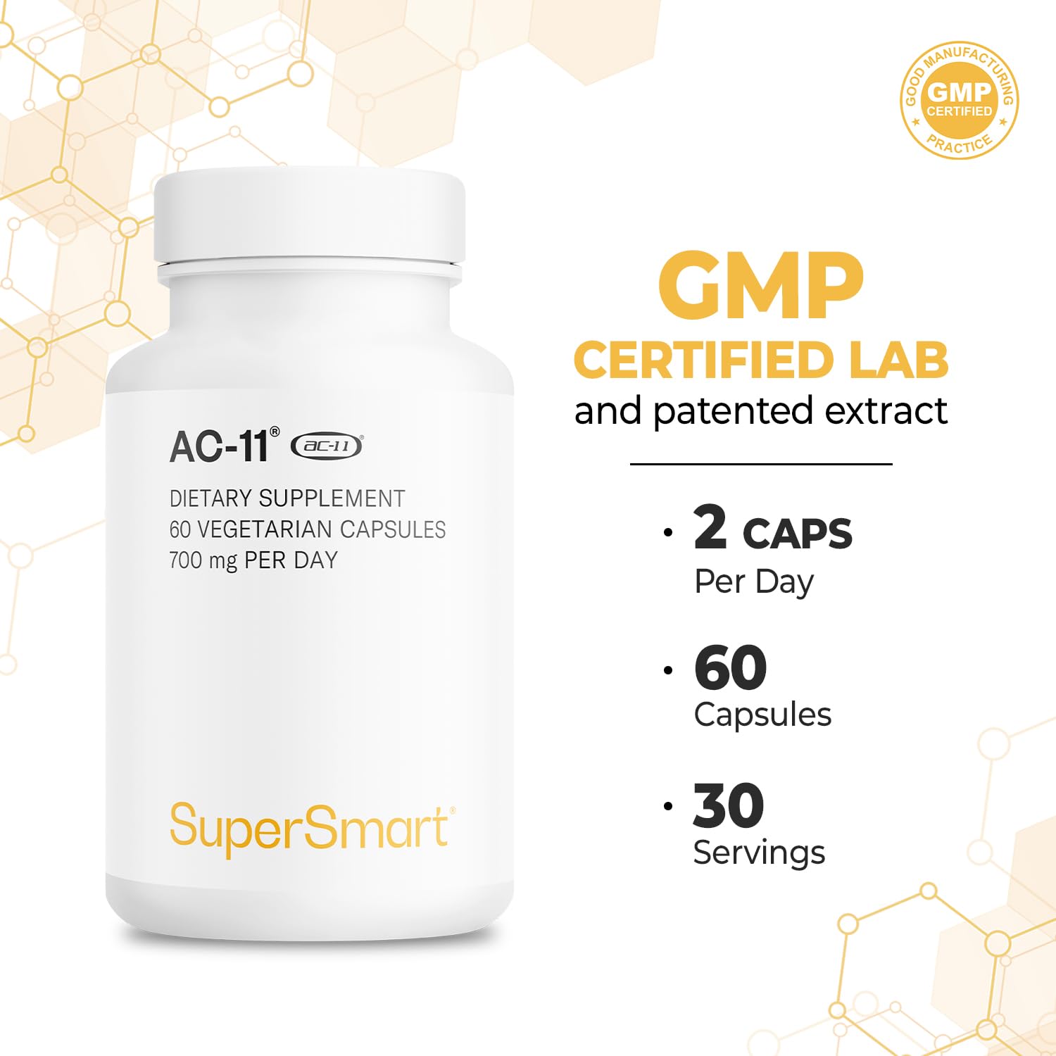 Supersmart Cat's Claw Supplement 350mg AC-11 Capsules opened bottle