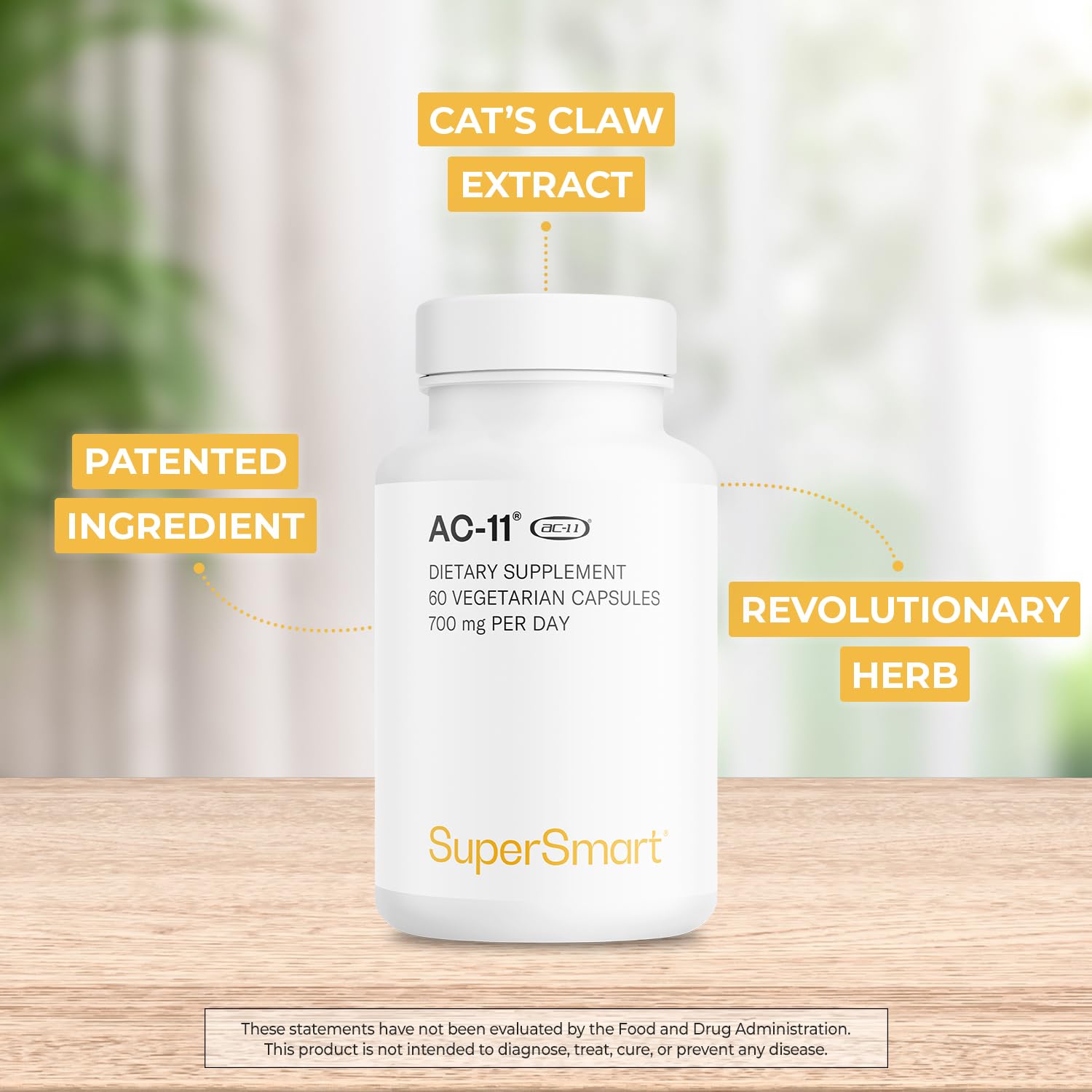 Supersmart Cat's Claw Supplement 350mg AC-11 Capsules side view