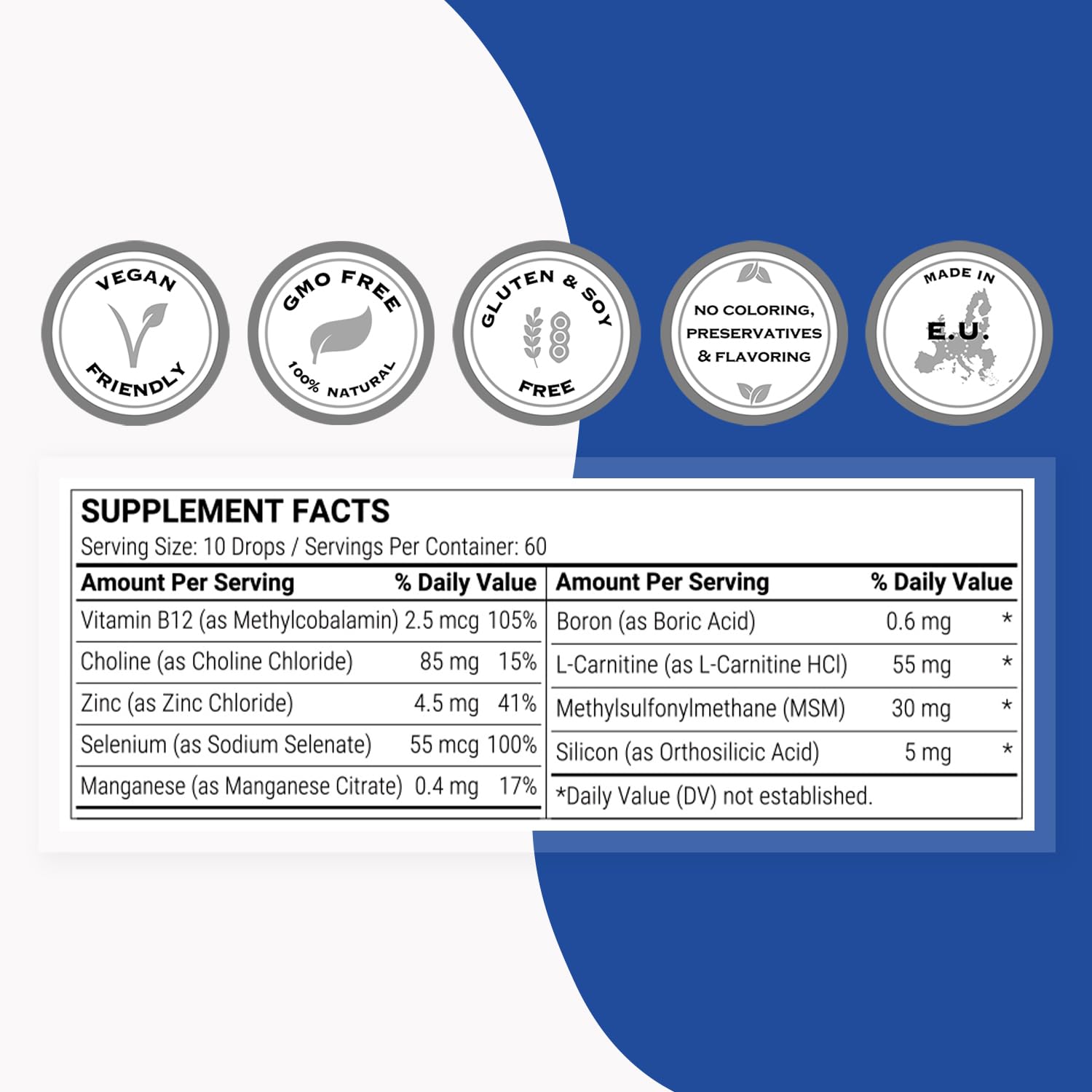 Supersmart Choline Stabilized Orthosilicic Acid Supplement ingredients list