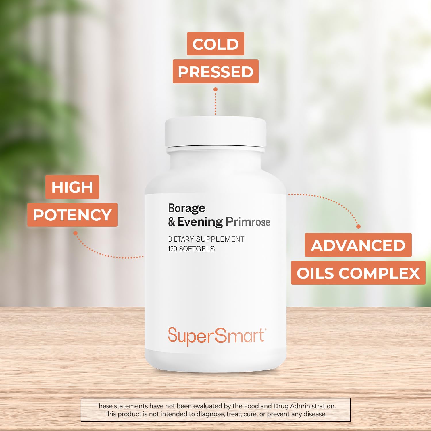 Supersmart Evening Primrose & Borage Oil Supplement side view