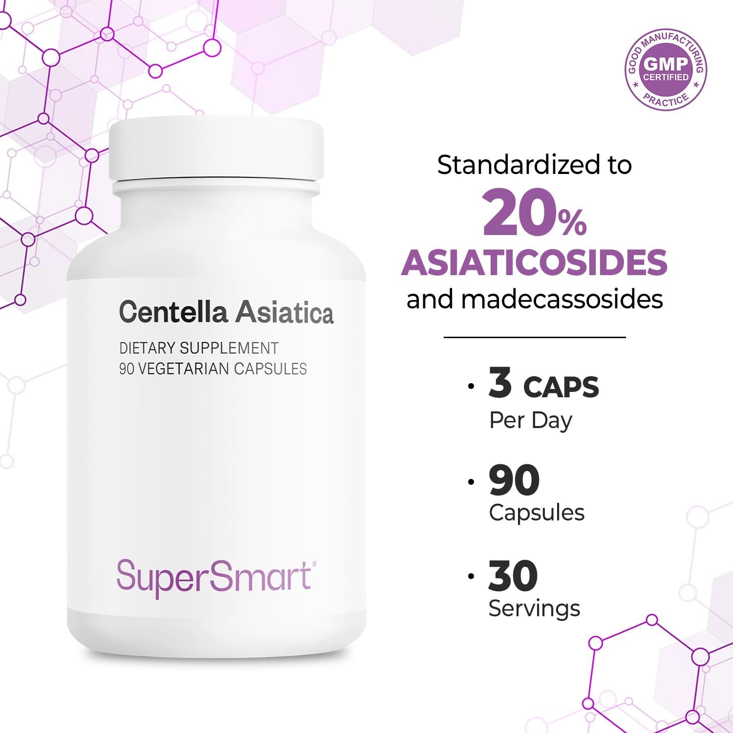Supersmart Gotu Kola Extract 180mg capsules with dosage information