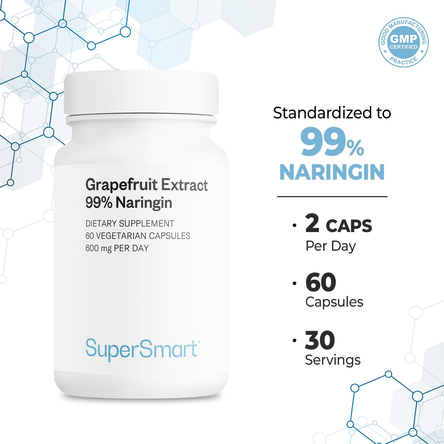 Supersmart Grape Seed Extract 300mg capsules back label