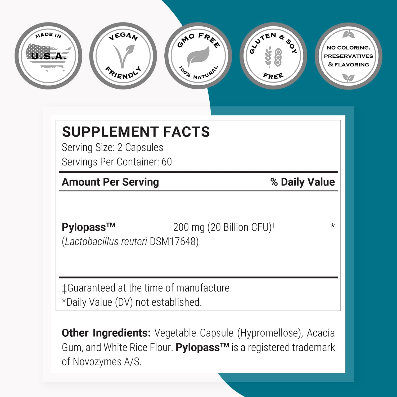 Supersmart H Pylori Formula Probiotic Supplement bottle with label