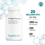Supersmart H Pylori Formula Probiotic Supplement capsules on a table