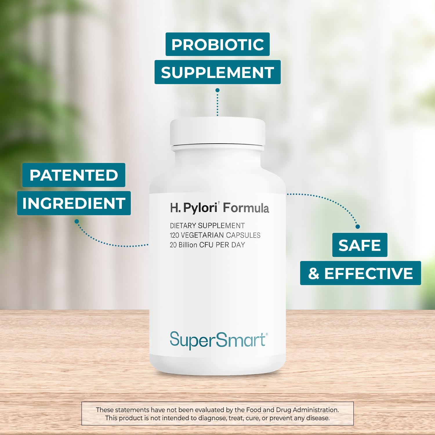Supersmart H Pylori Formula Probiotic Supplement side view