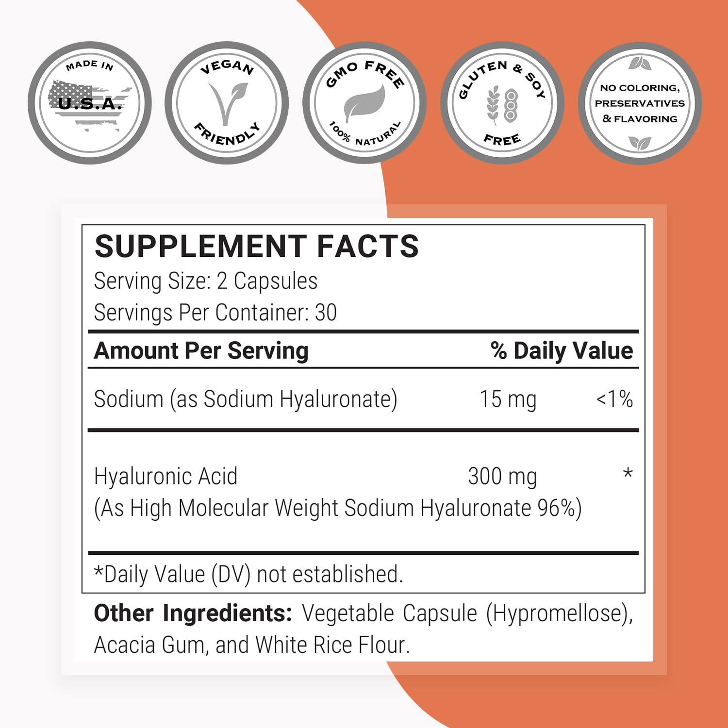 Supersmart Hyaluronic Acid Capsules 150mg back view