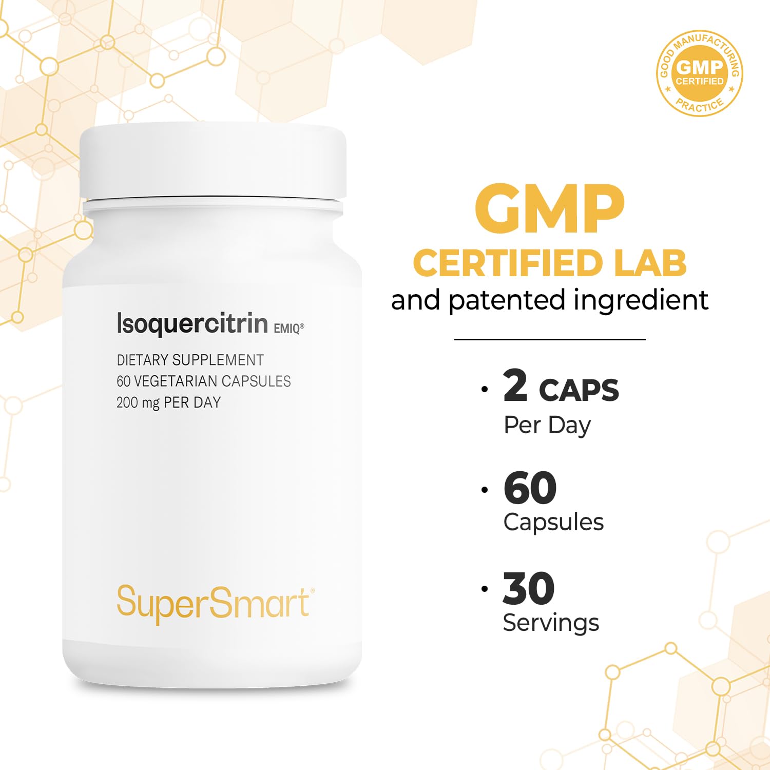 Supersmart IsoQuercitrin EMIQ capsules with ingredients list