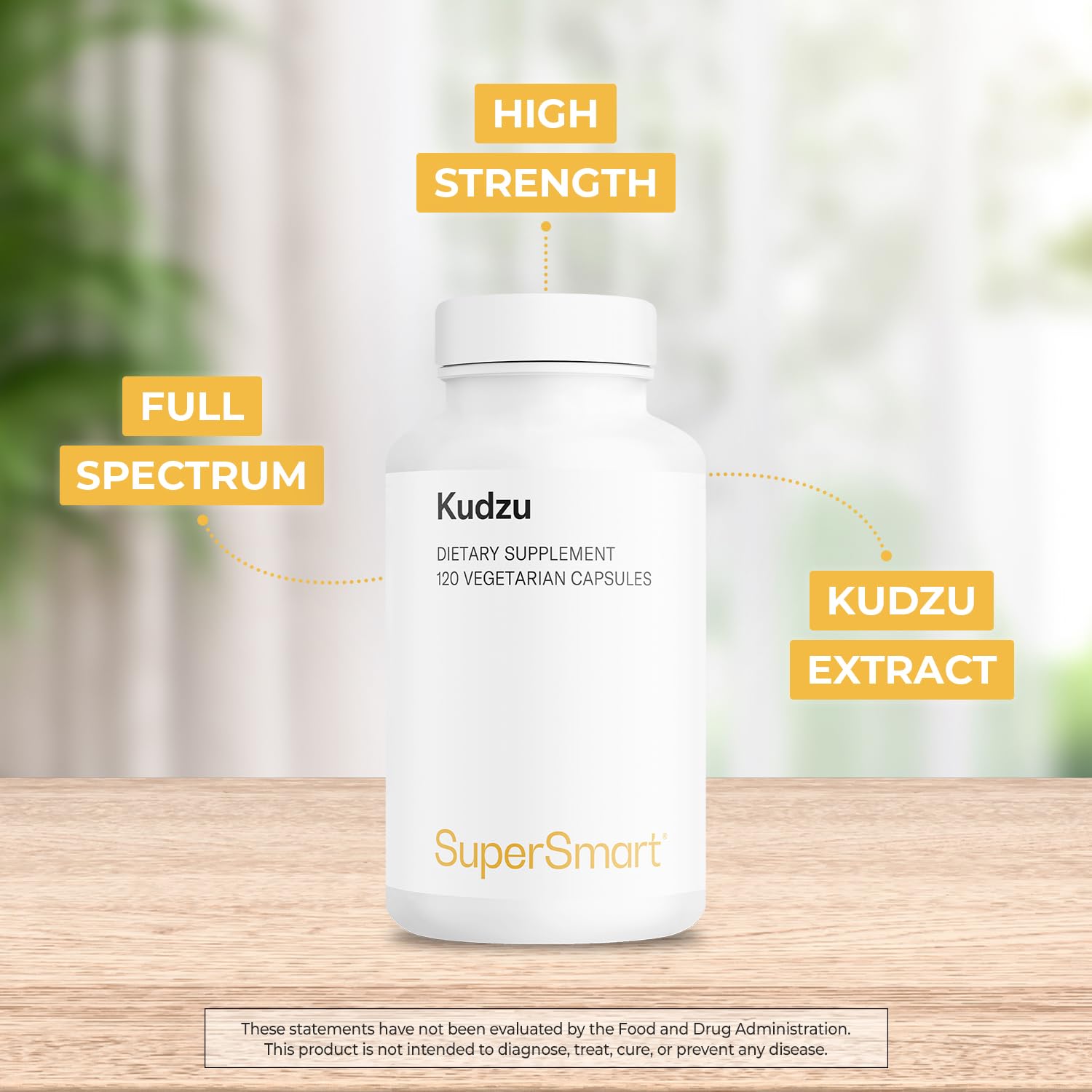 Supersmart Kudzu Supplement 500mg 40% Isoflavones side view