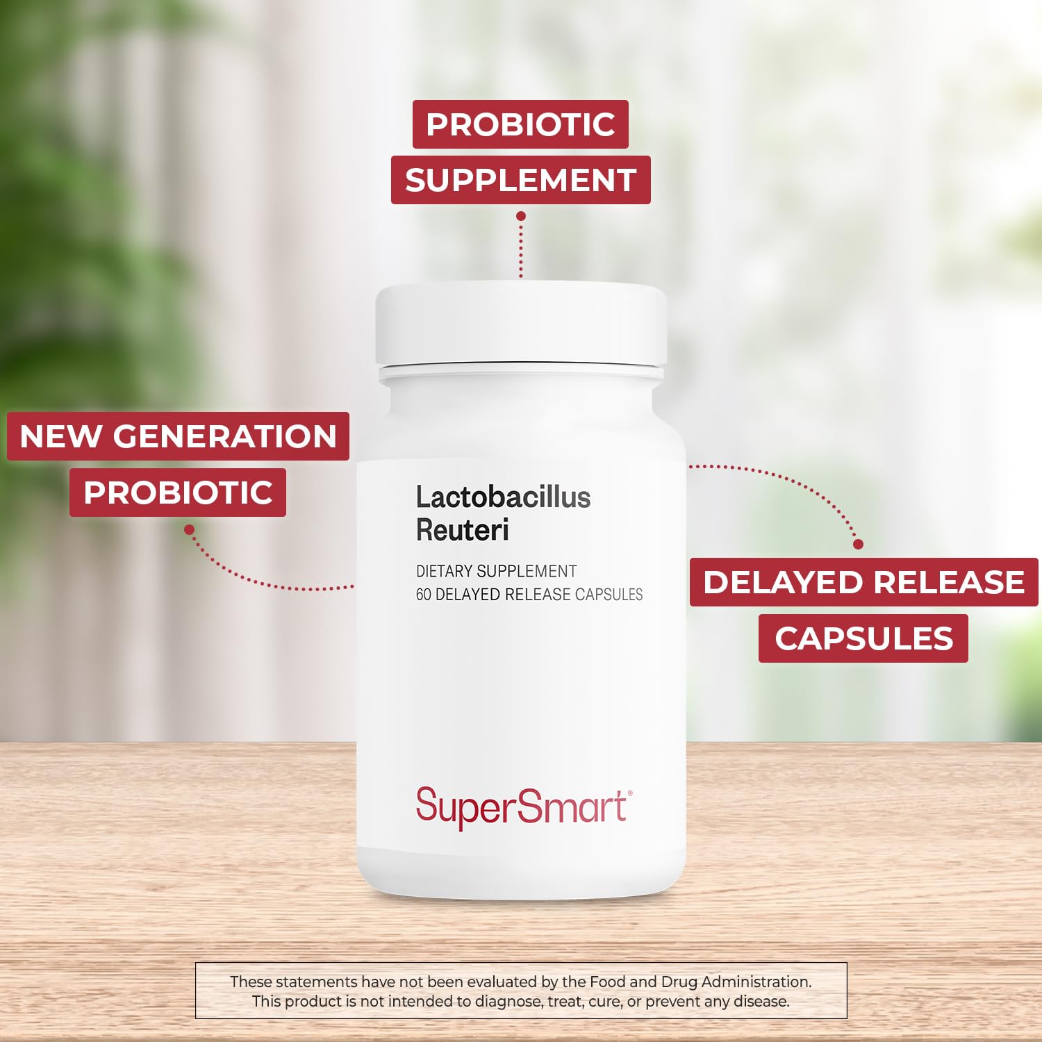 Supersmart Lactobacillus Reuteri Probiotic Supplement back view