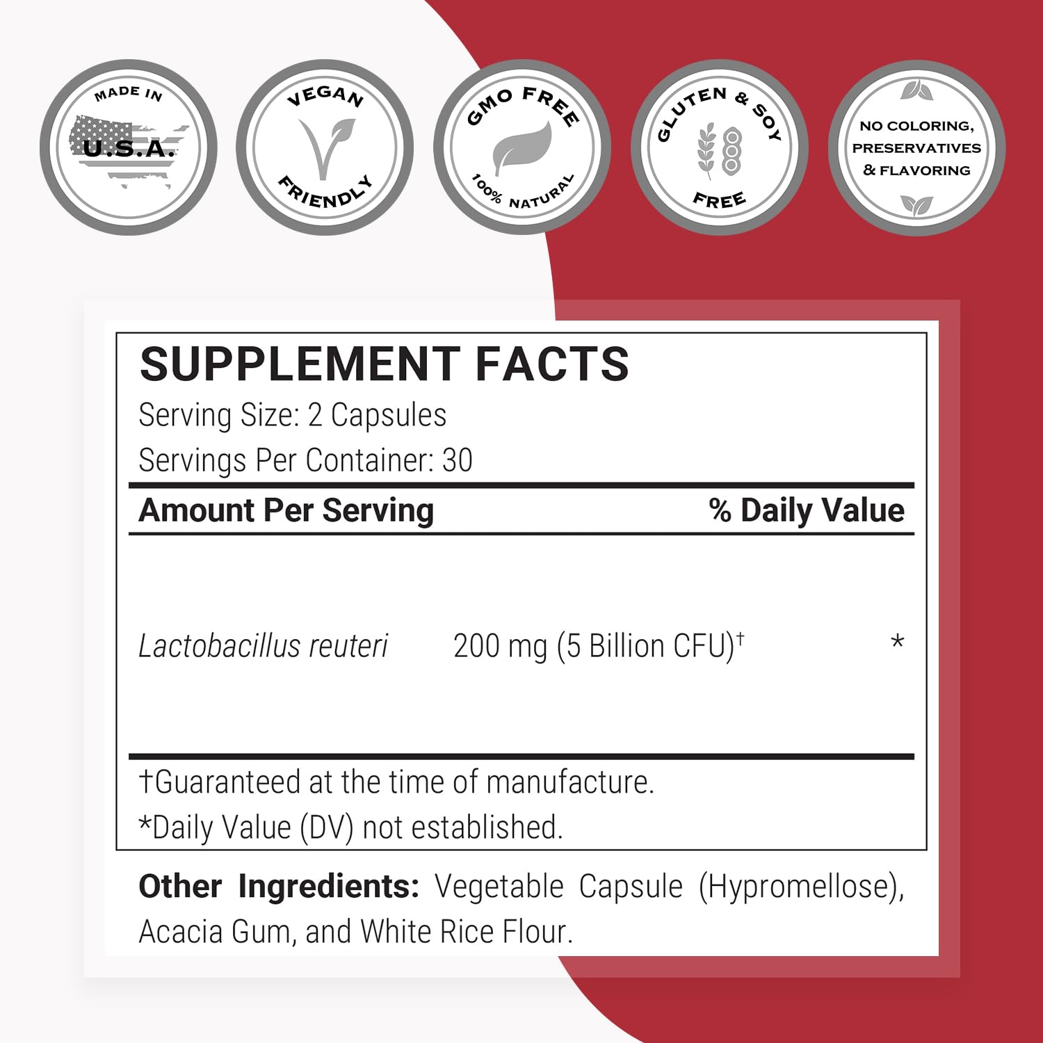 Supersmart Lactobacillus Reuteri Probiotic Supplement side view