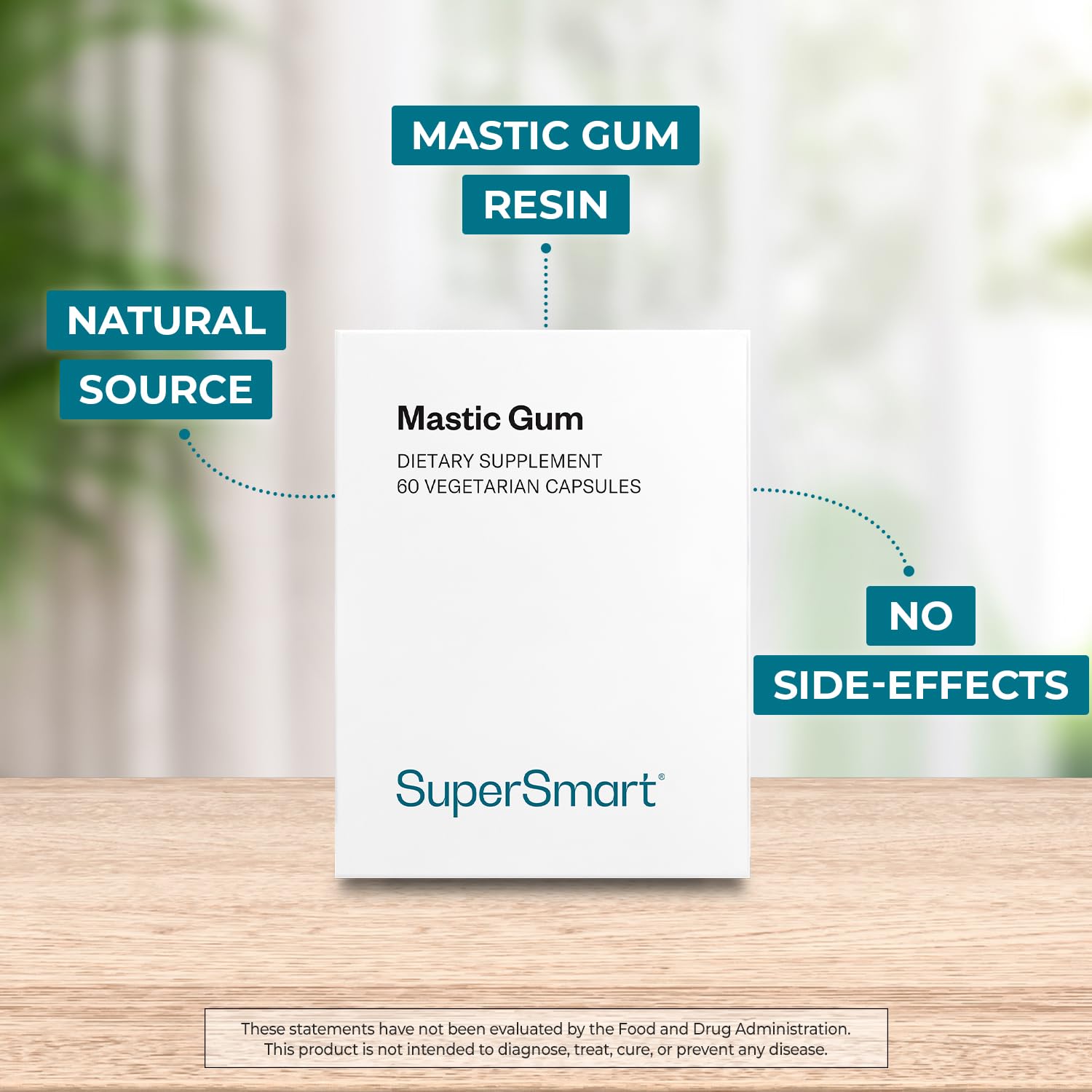 Supersmart Mastic Gum Capsules 500mg side view showing capsule details