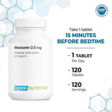 Supersmart Melatonin 2.5mg tablets with mint leaves