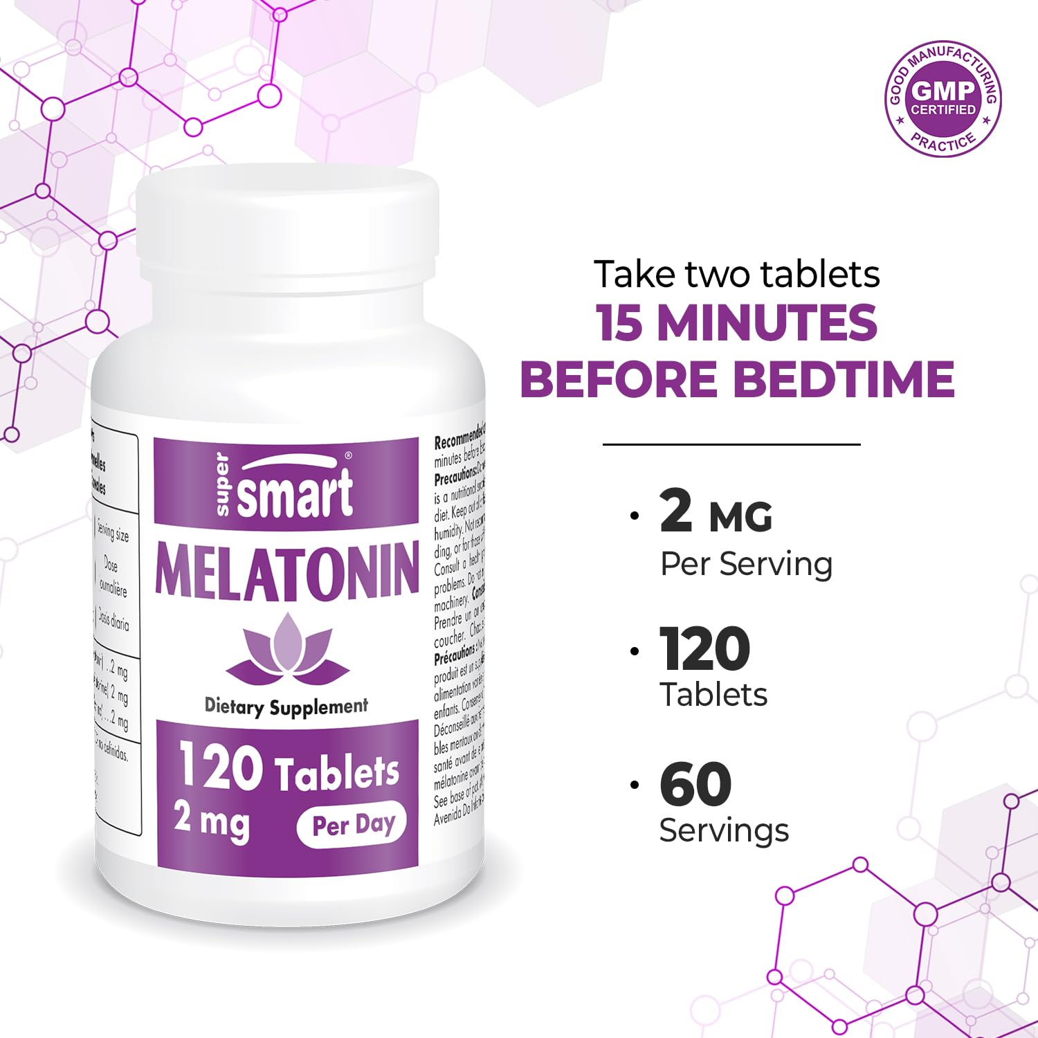 Supersmart Melatonin 2mg 120 Tablets packaging