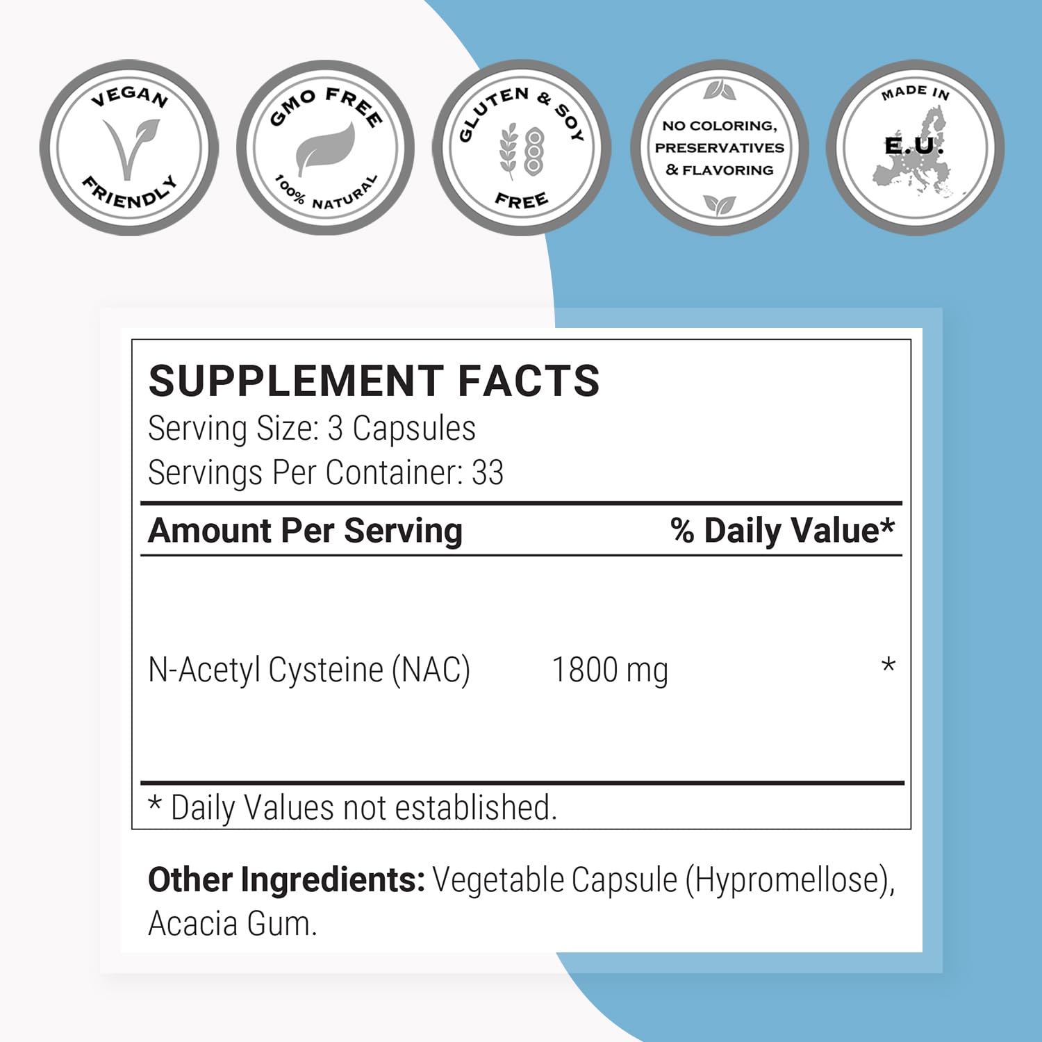 Supersmart N-Acetyl Cysteine capsules 600mg bottle with label