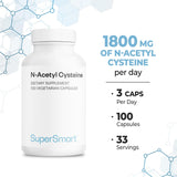 Supersmart N-Acetyl Cysteine capsules 600mg open bottle
