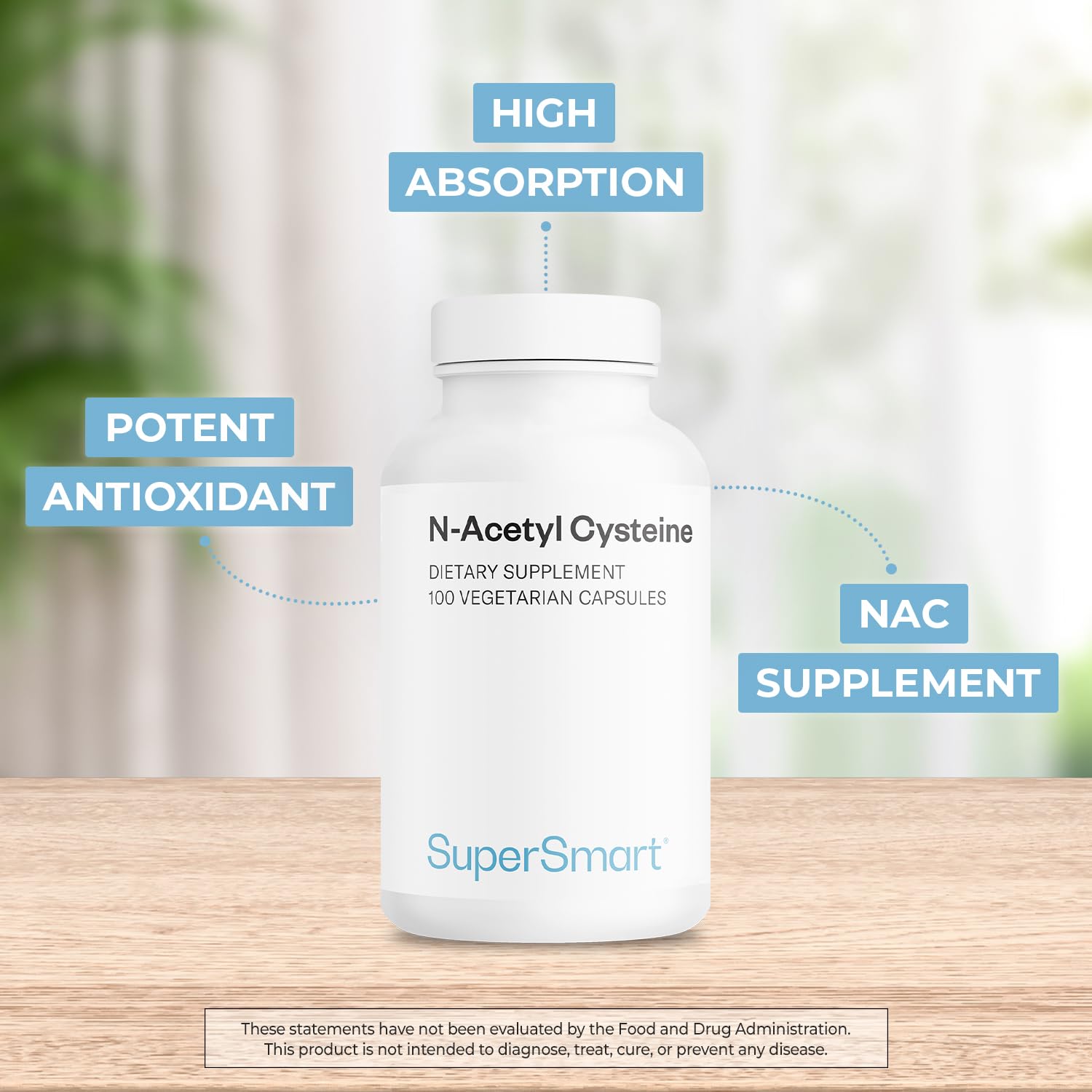 Supersmart N-Acetyl Cysteine capsules 600mg side view