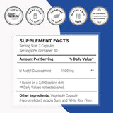 Supersmart N-Acetyl Glucosamine 1500mg capsules with packaging