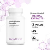 Supersmart Natural Sleep Formula bottle with tablets