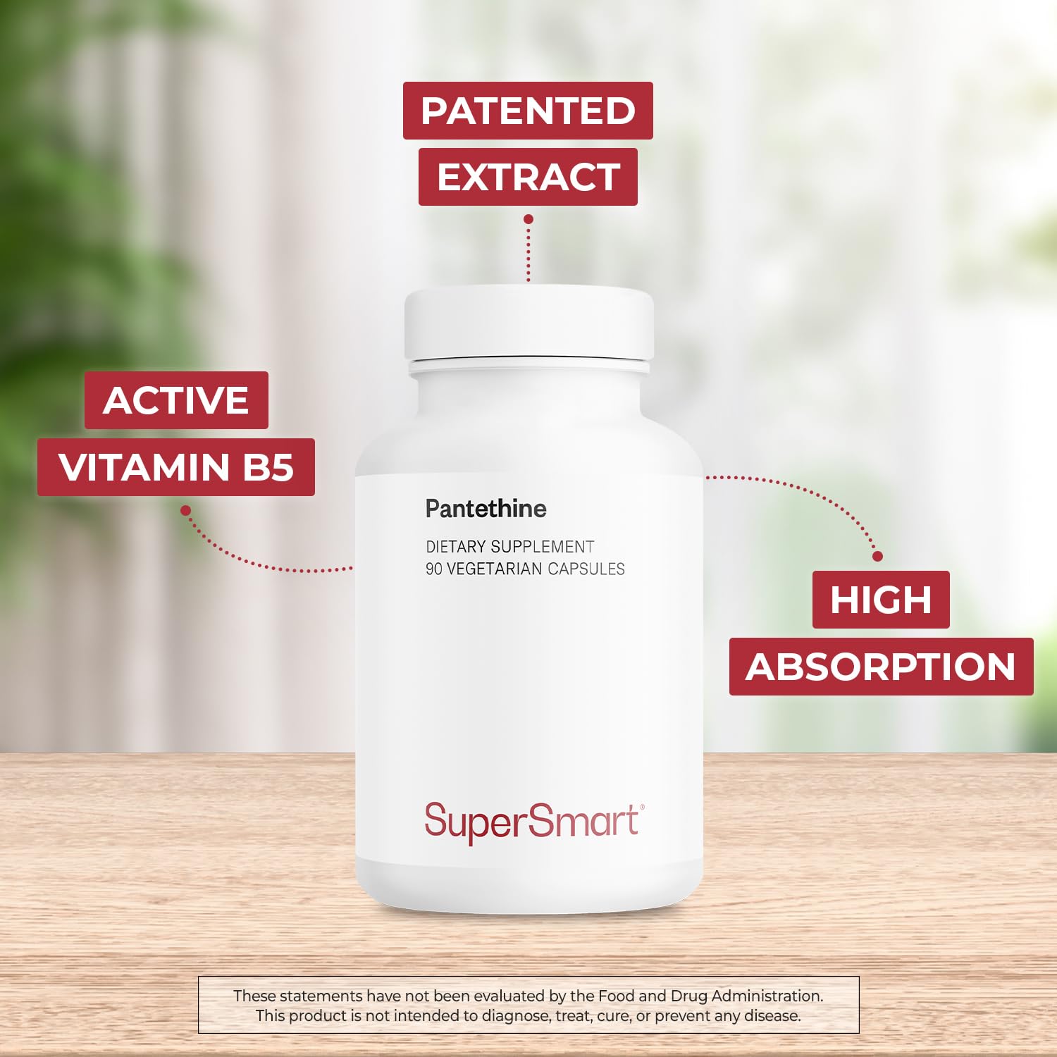Supersmart Pantethine Supplement 200mg 90 Capsules side view