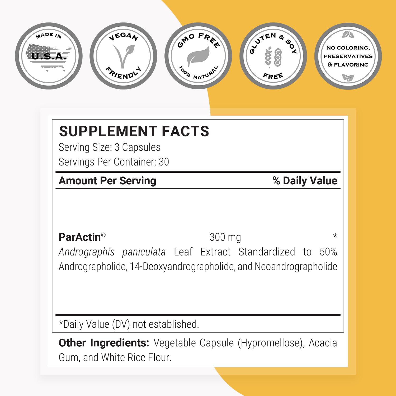 Supersmart Paractin Andrographis Paniculata Capsules bottle with label