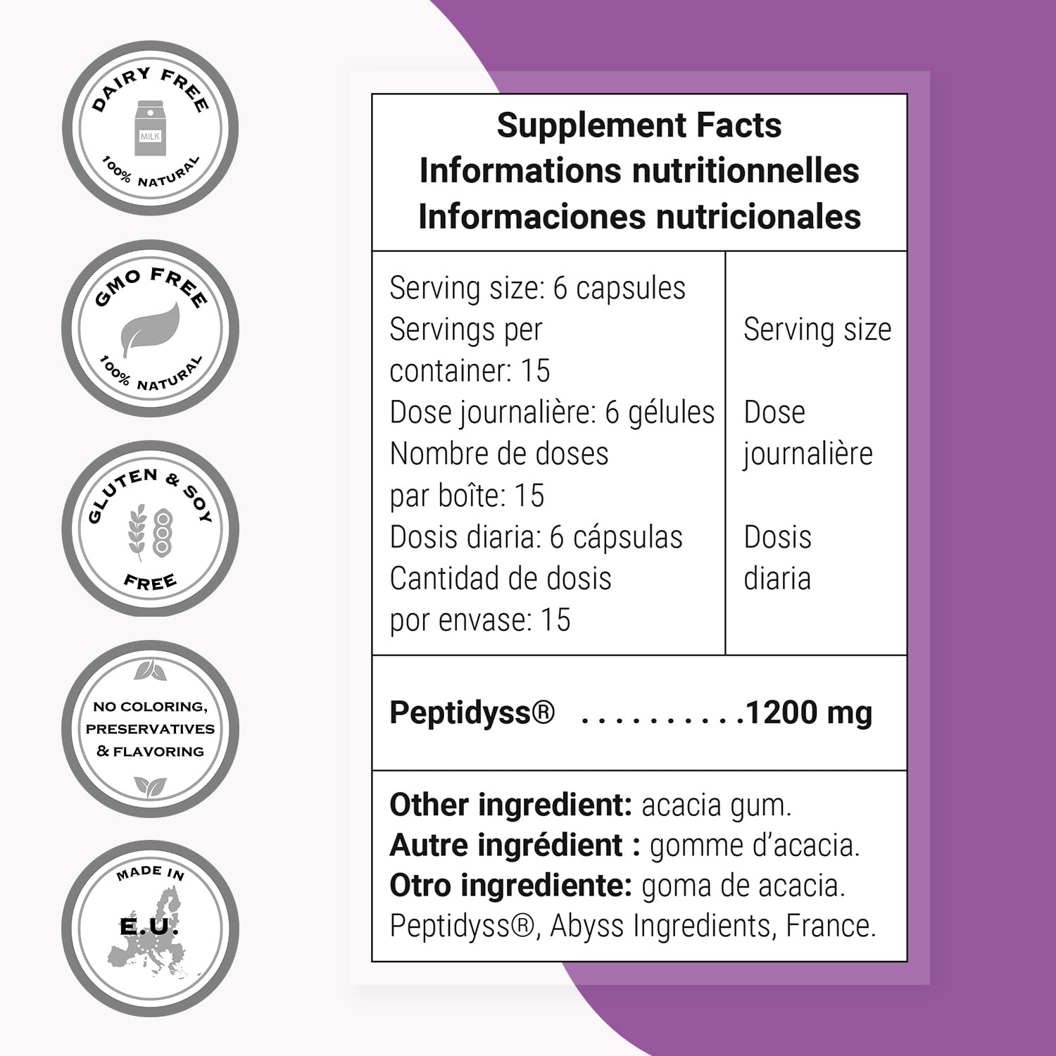Supersmart Peptidyss bottle with capsules scattered