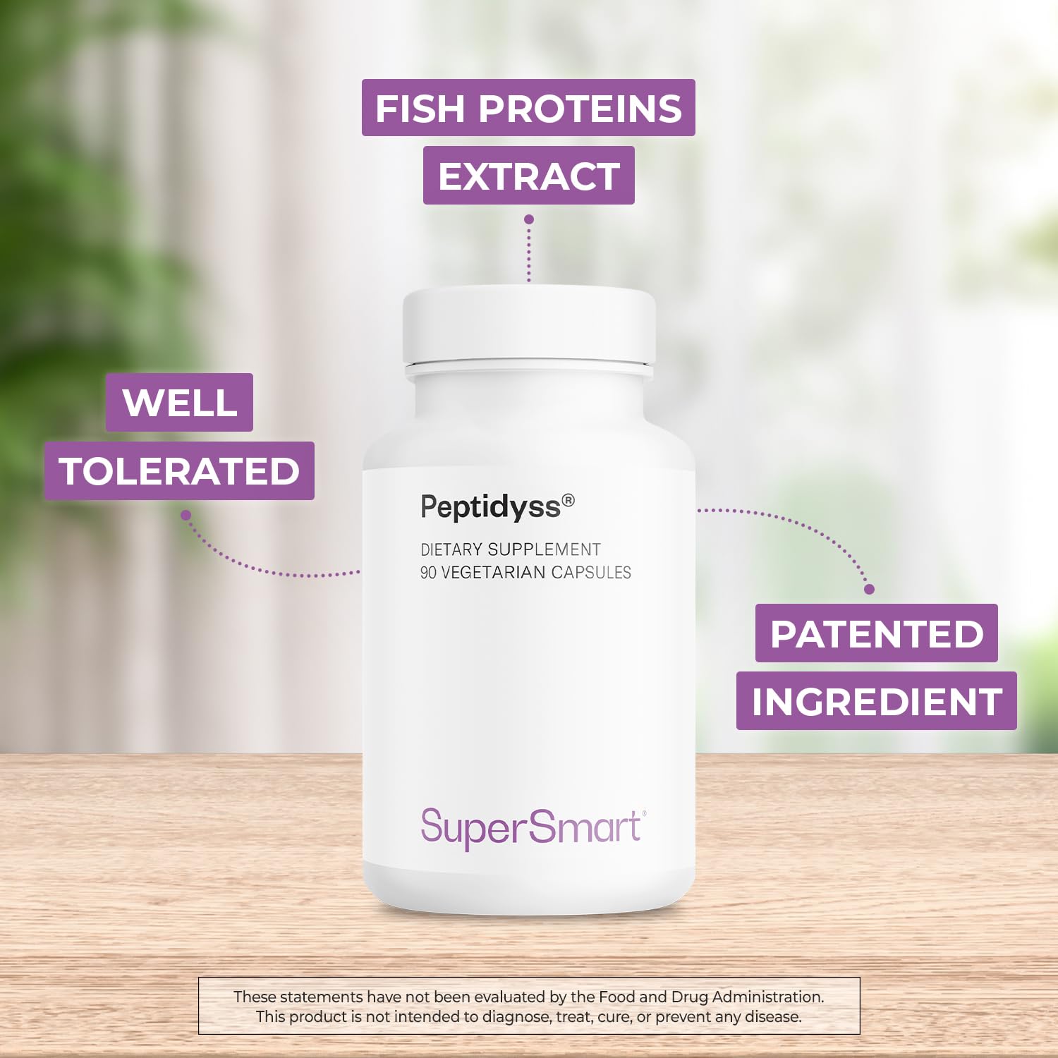 Supersmart Peptidyss capsules on a wooden table