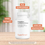 Supersmart Polypodium Leucotomos Supplement capsules on a wooden table