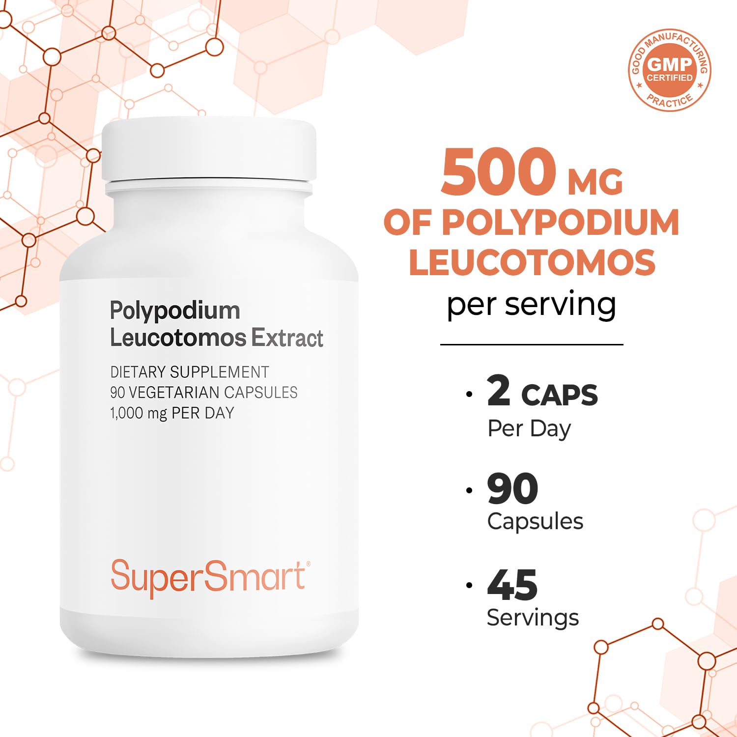 Supersmart Polypodium Leucotomos Supplement side view of packaging
