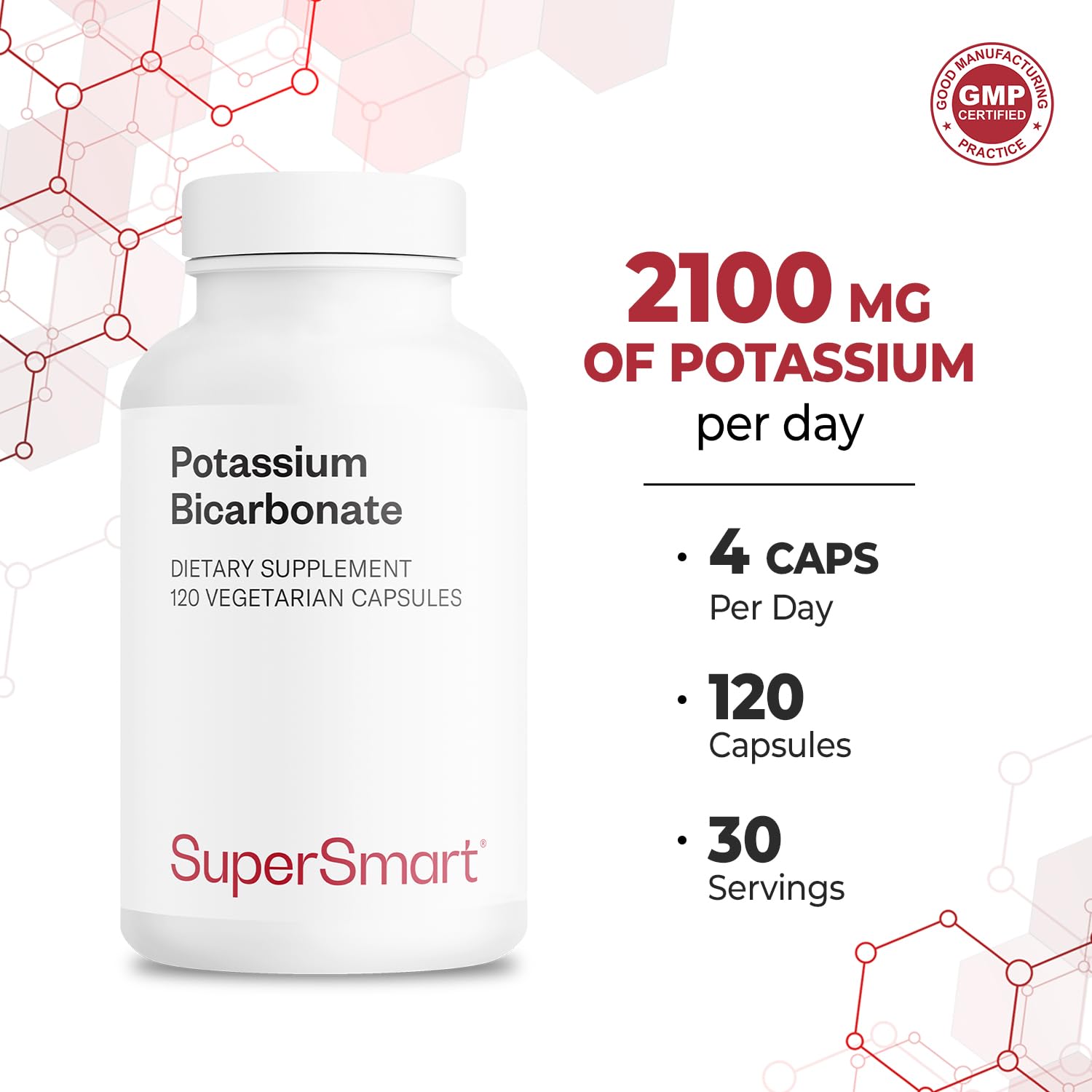 Supersmart Potassium Bicarbonate Supplement bottle side view