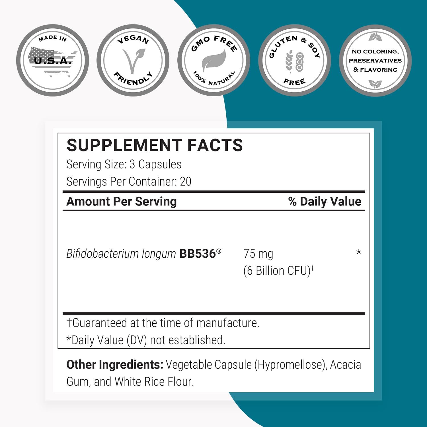 Supersmart Probiotic Supplement Bifidobacterium Longum 75mg capsules