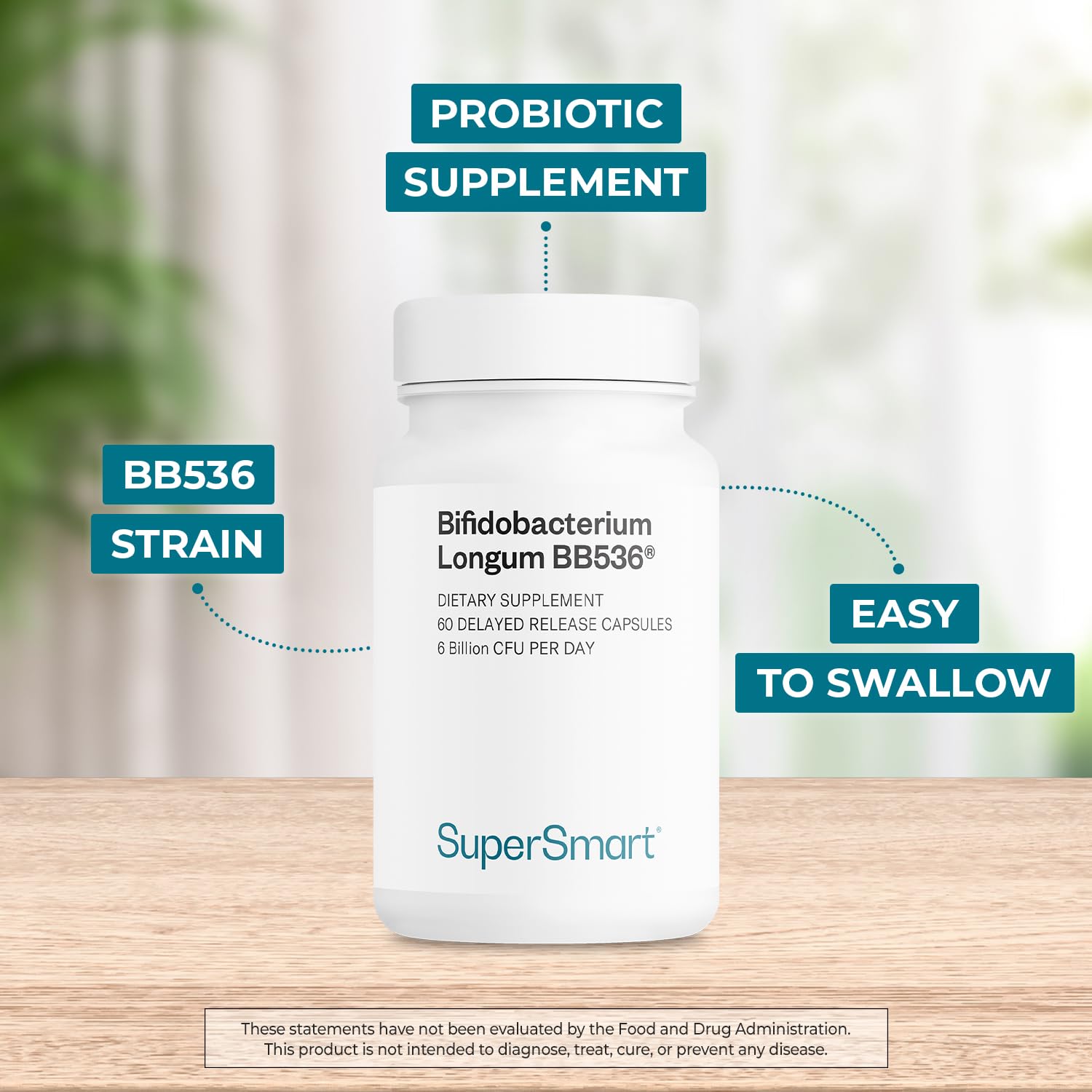 Supersmart Probiotic Supplement Bifidobacterium Longum 75mg side view