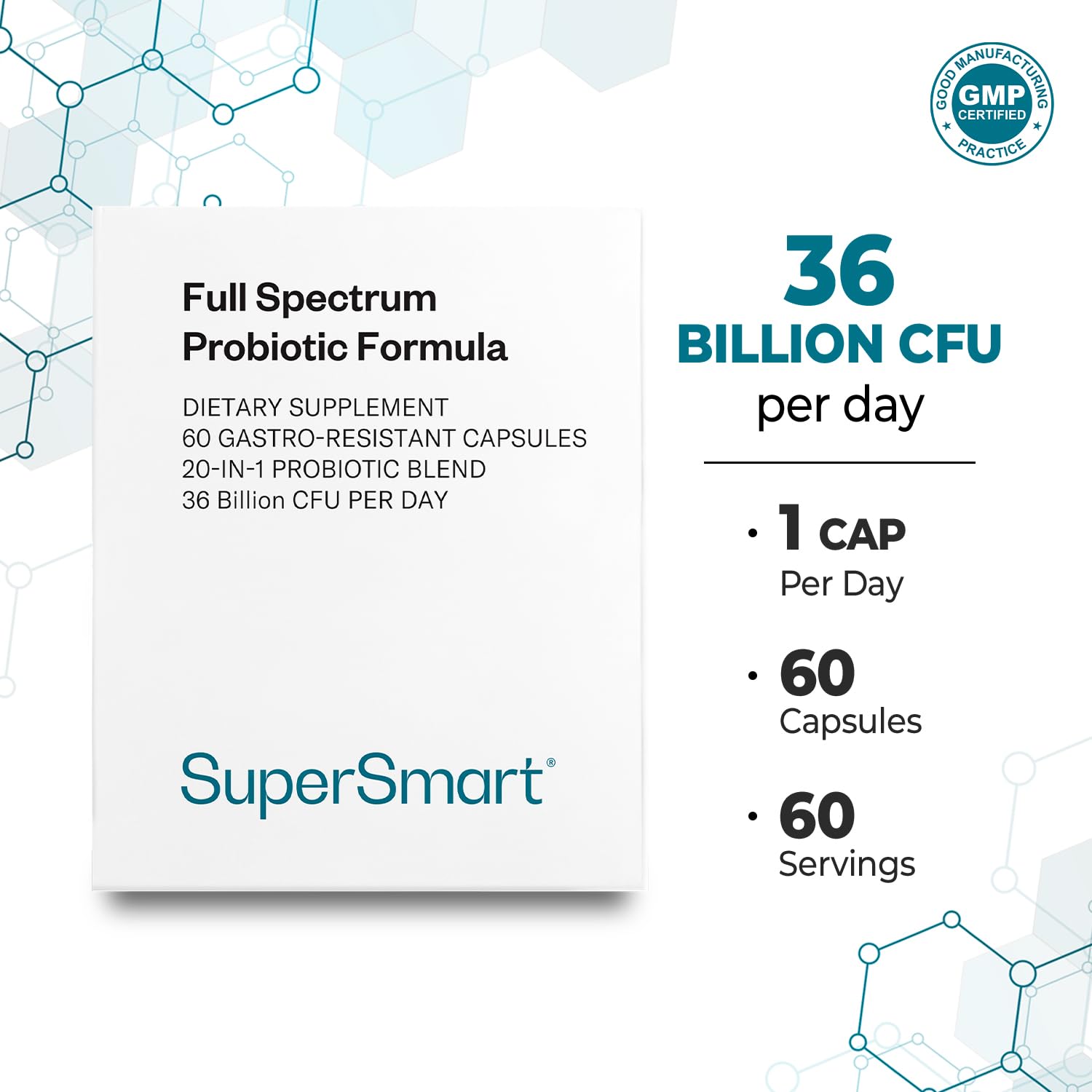 Supersmart Probiotic Supplement capsule close-up