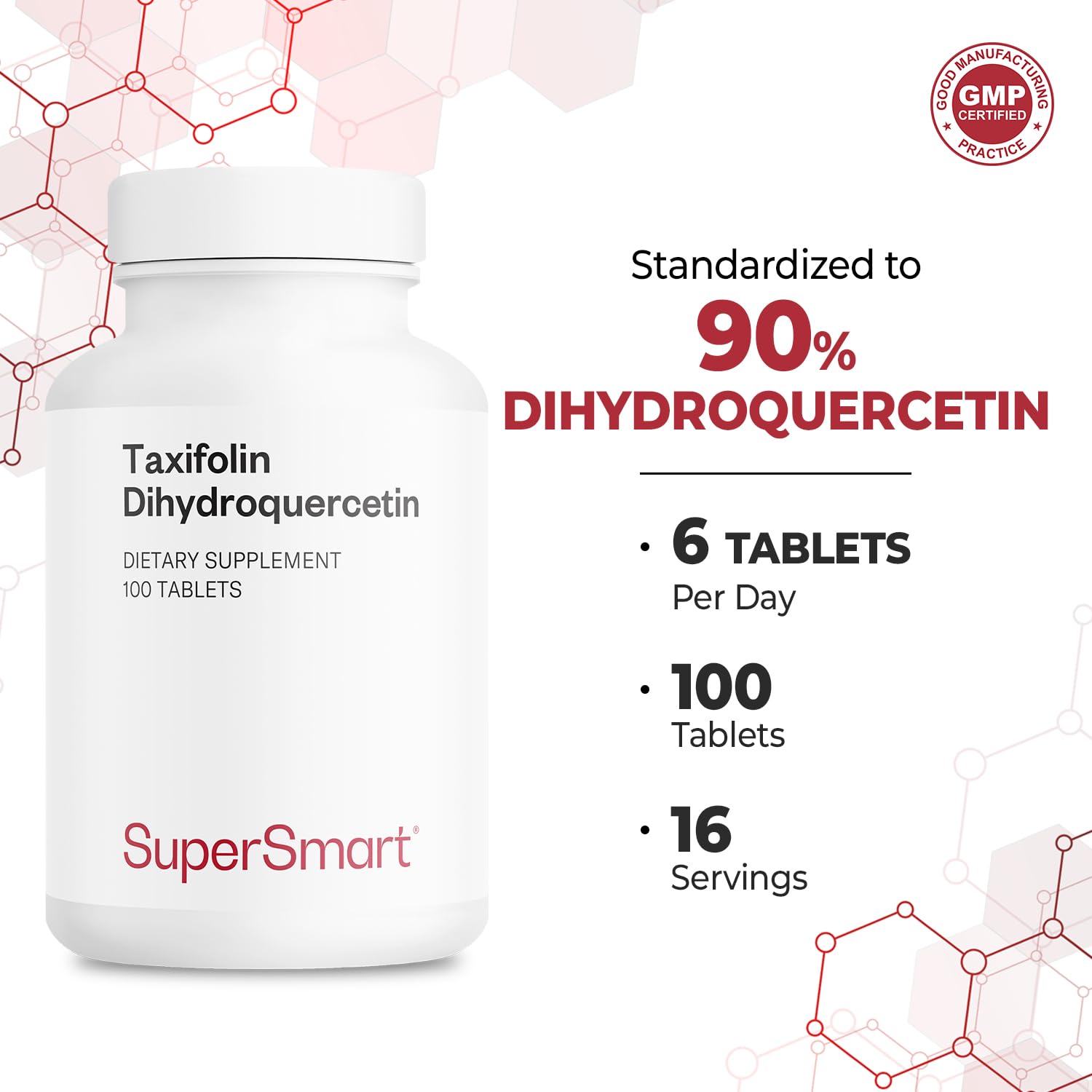 Supersmart Taxifolin Supplement close-up of tablets