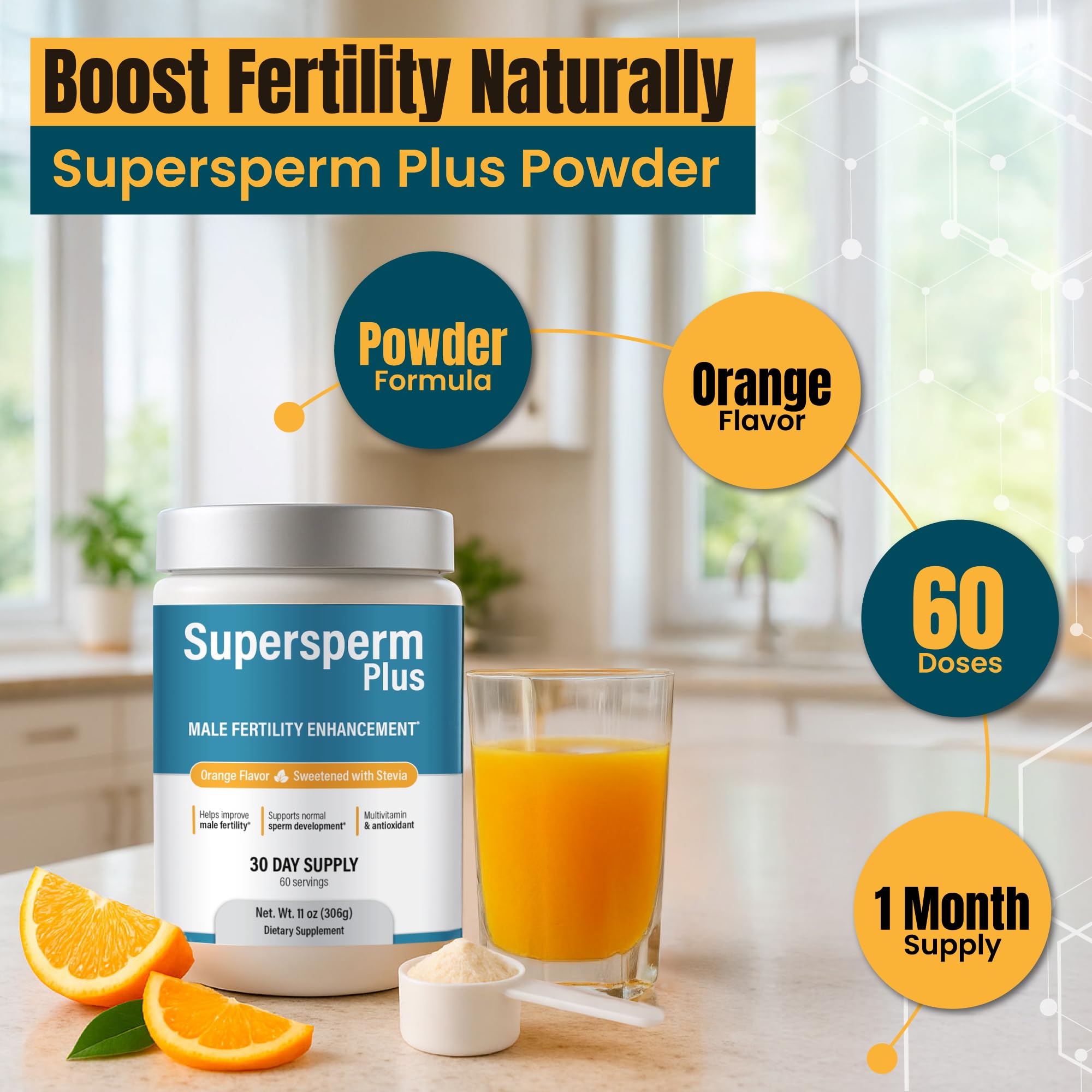 Supersperm Plus L-Arginine Supplement 399g packaging