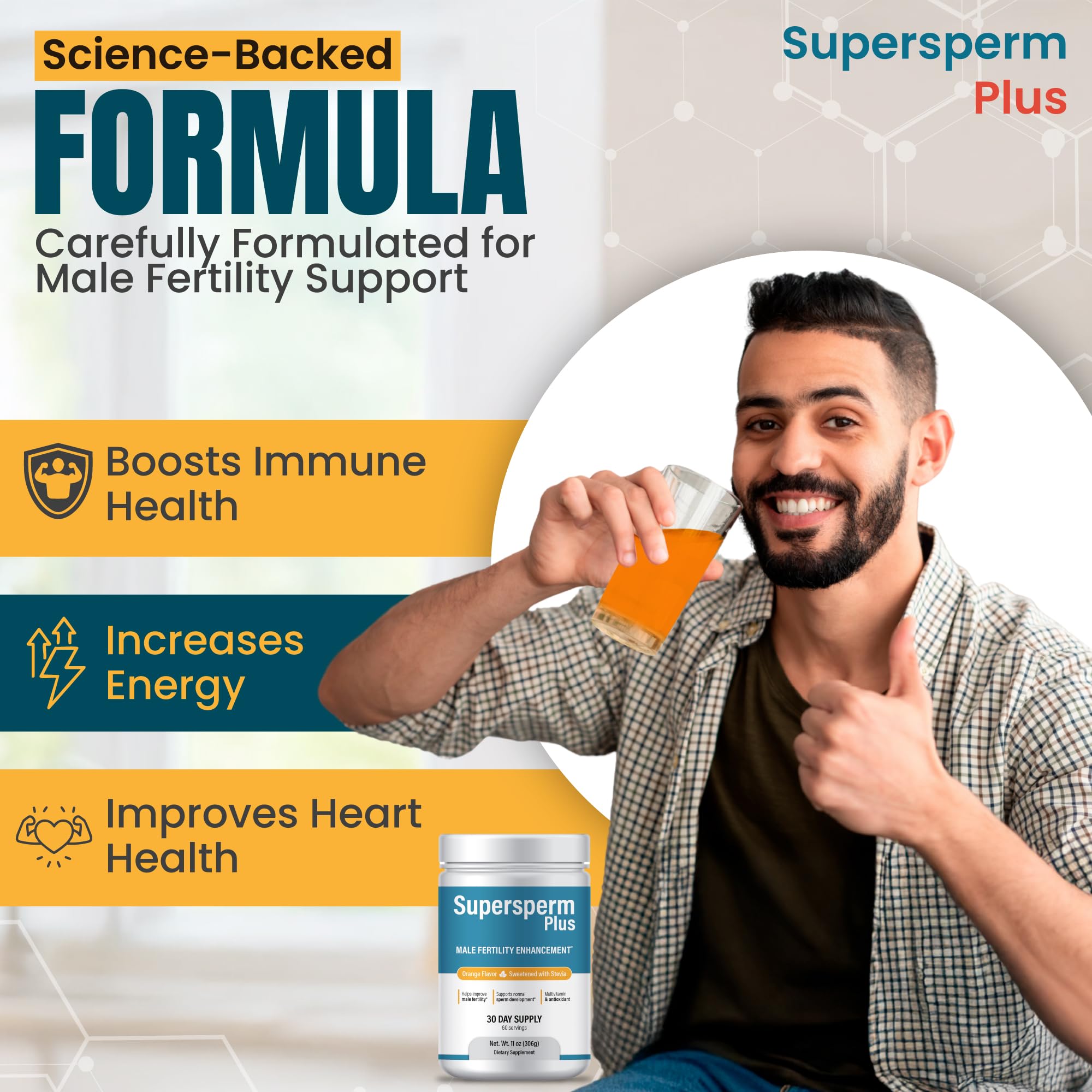 Supersperm Plus L-Arginine Supplement scoop with powder