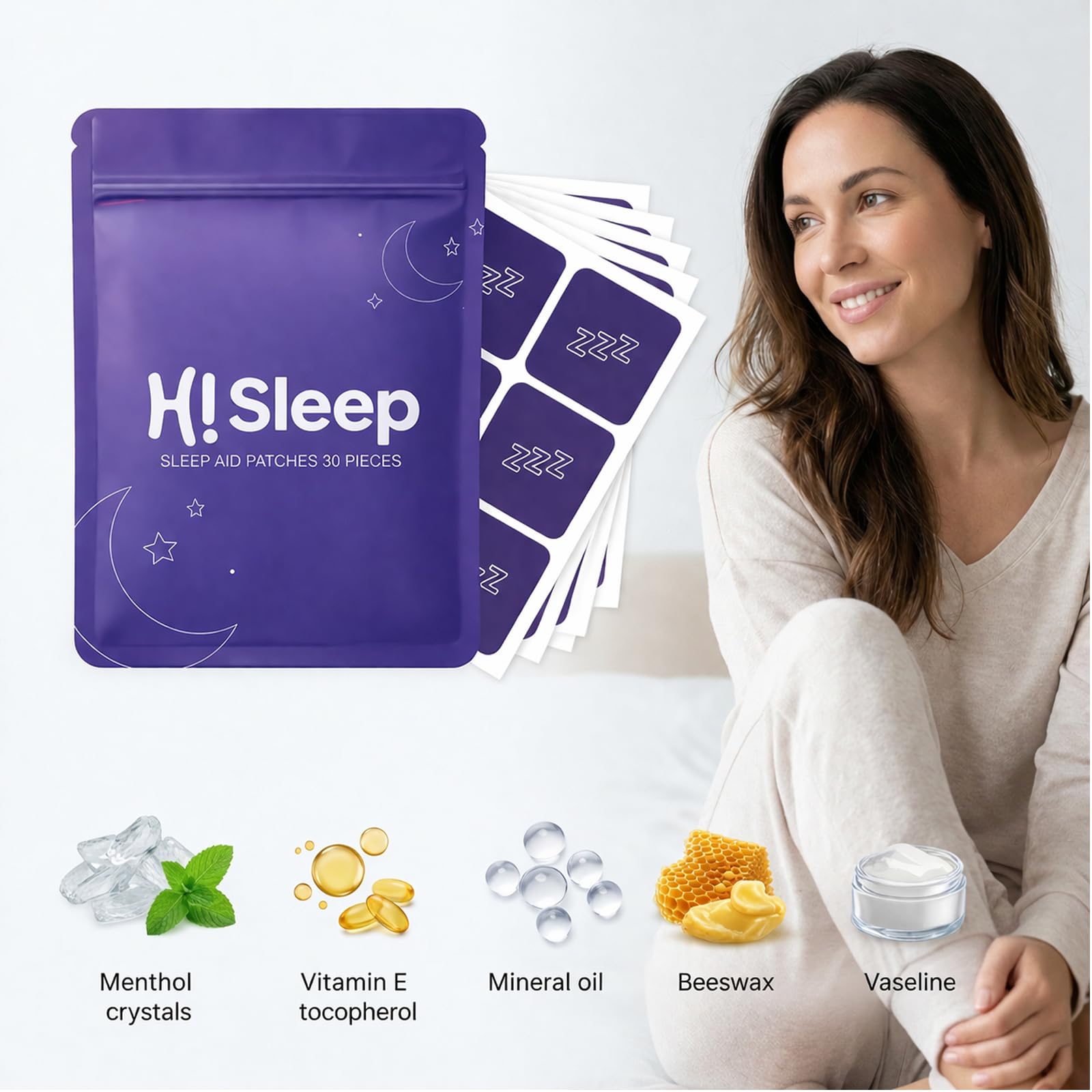 SUPERZZKKE Sleep Patches displayed on a bedside table