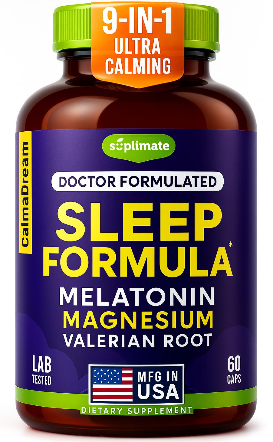 SUPLIMATE Sleep Supplement Capsules with a glass of water