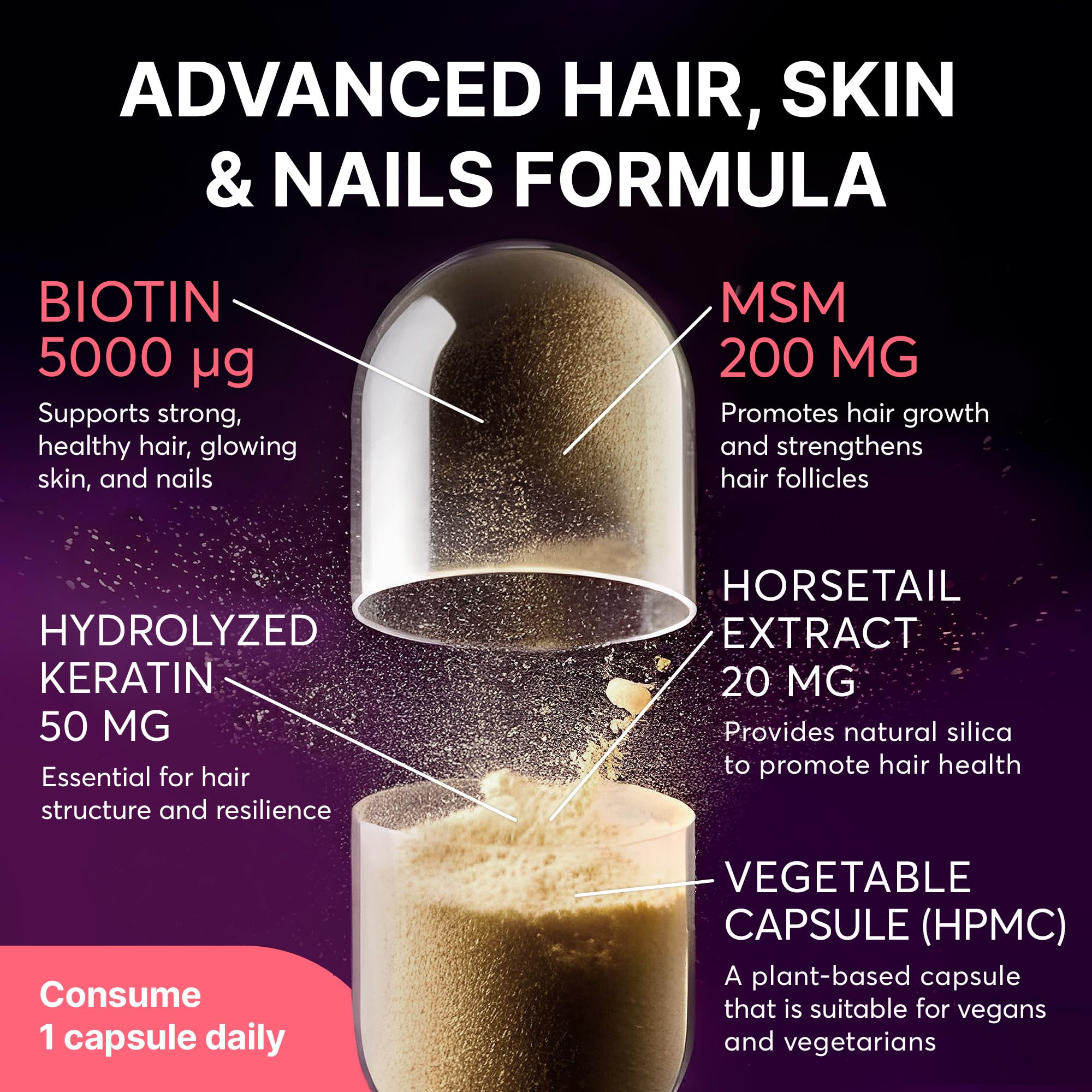 SUPLINT Biotin Hair Vitamin Supplement side view
