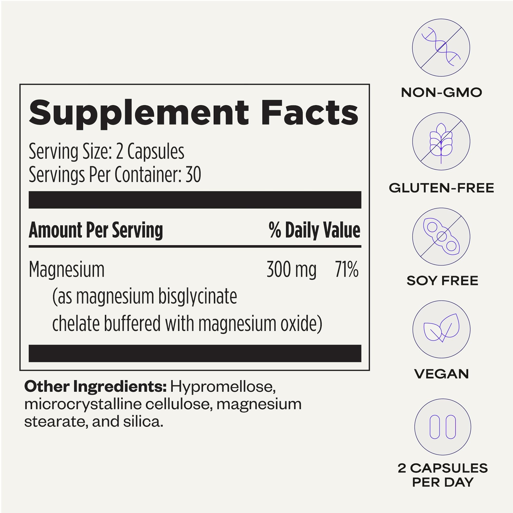 Suppgrade Labs Magnesium Bisglycinate 300mg supplement ingredients list