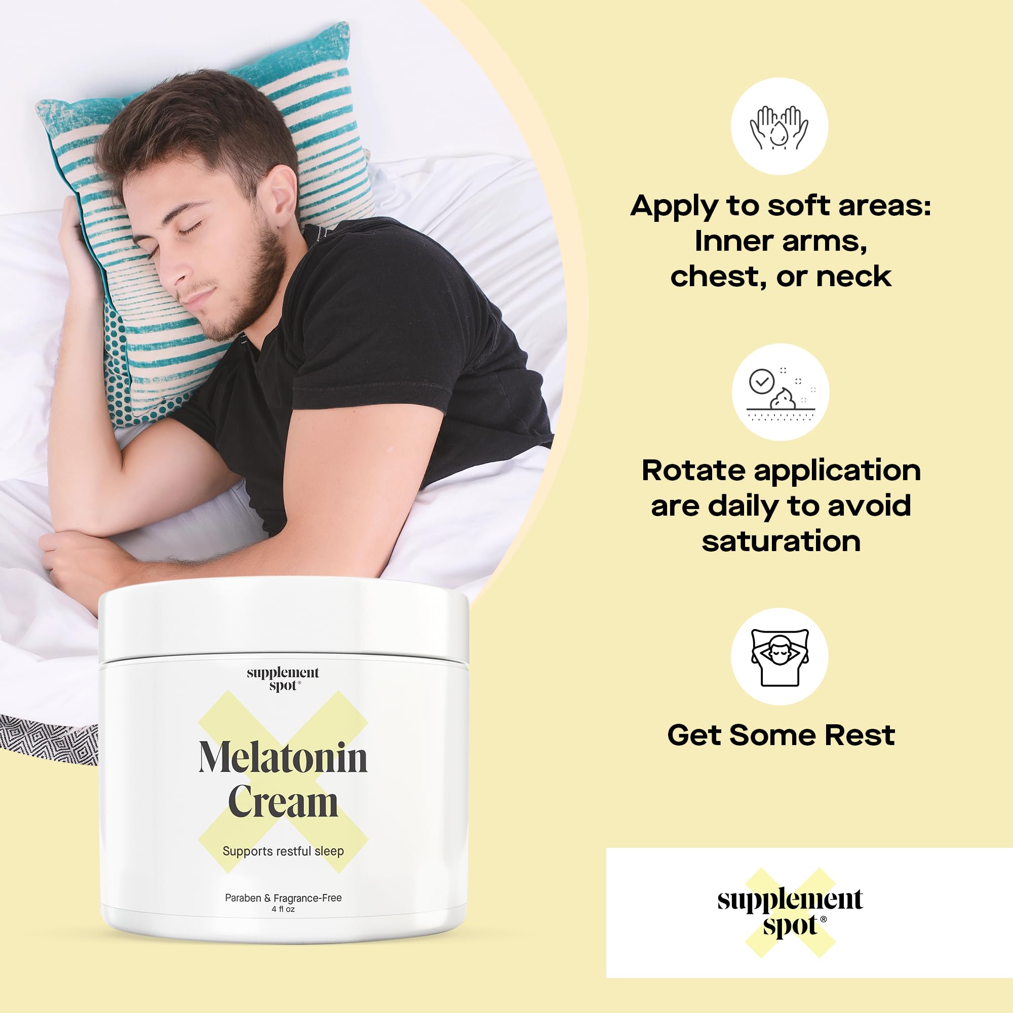 Supplement Spot Melatonin Sleep Lotion 3mg application scene